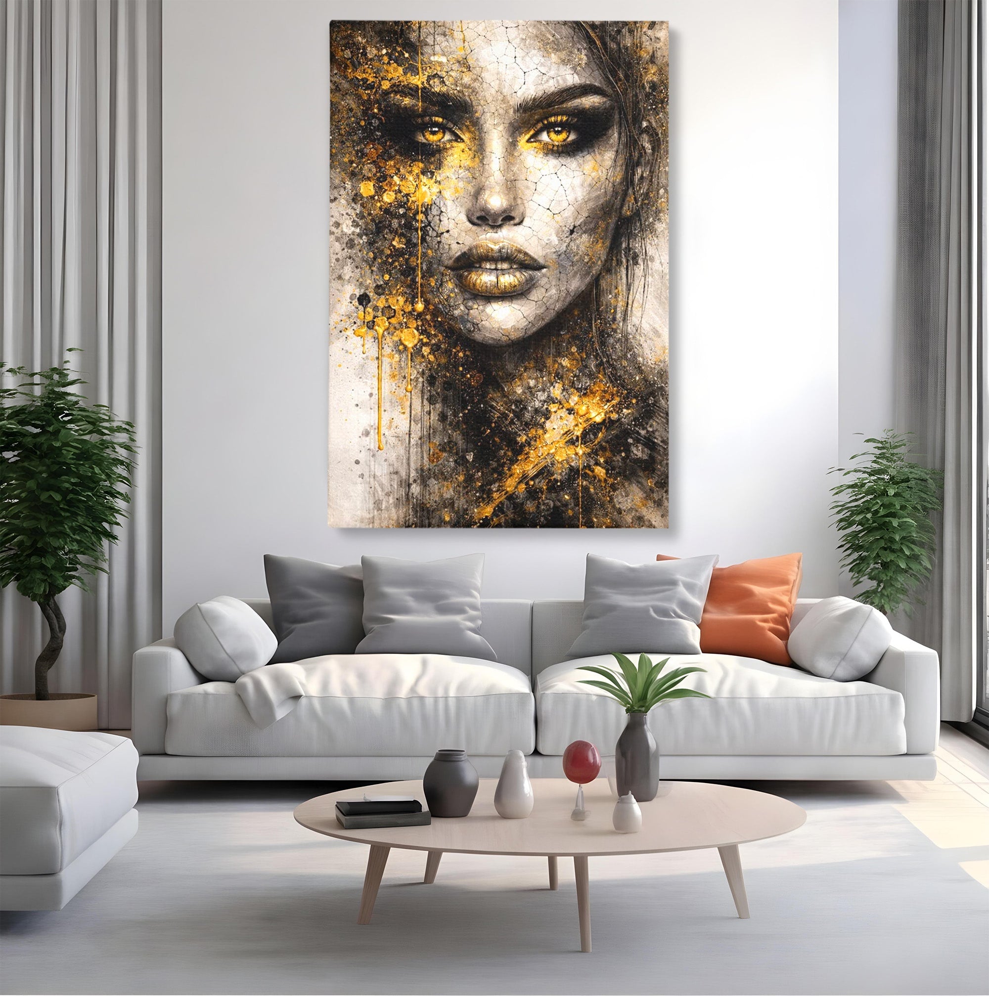 Tablou Canvas Premium LuxCanva® PI1158, Regina Aurie, Portret, Abstract, Femeie, Arta, Birou, Culori Vibrante