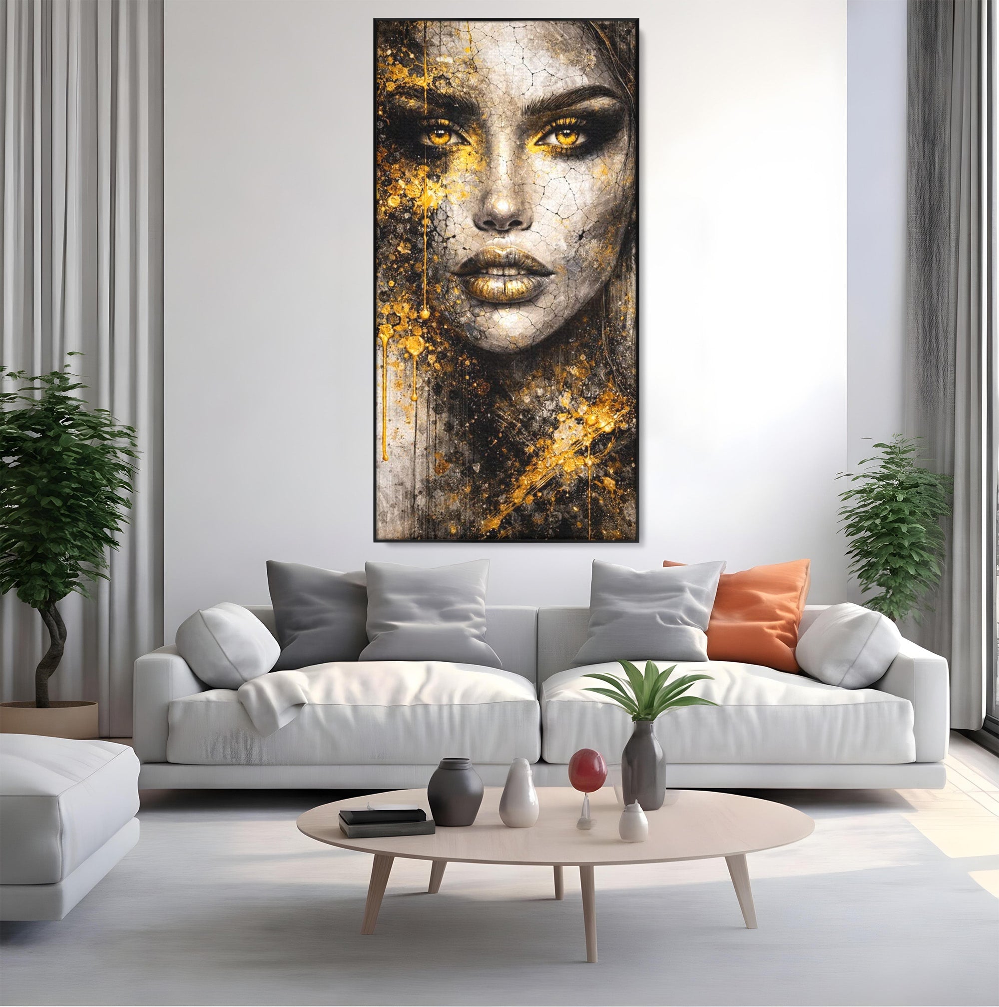 Tablou Canvas Premium LuxCanva® PI1158, Regina Aurie, Portret, Abstract, Femeie, Arta, Birou, Culori Vibrante