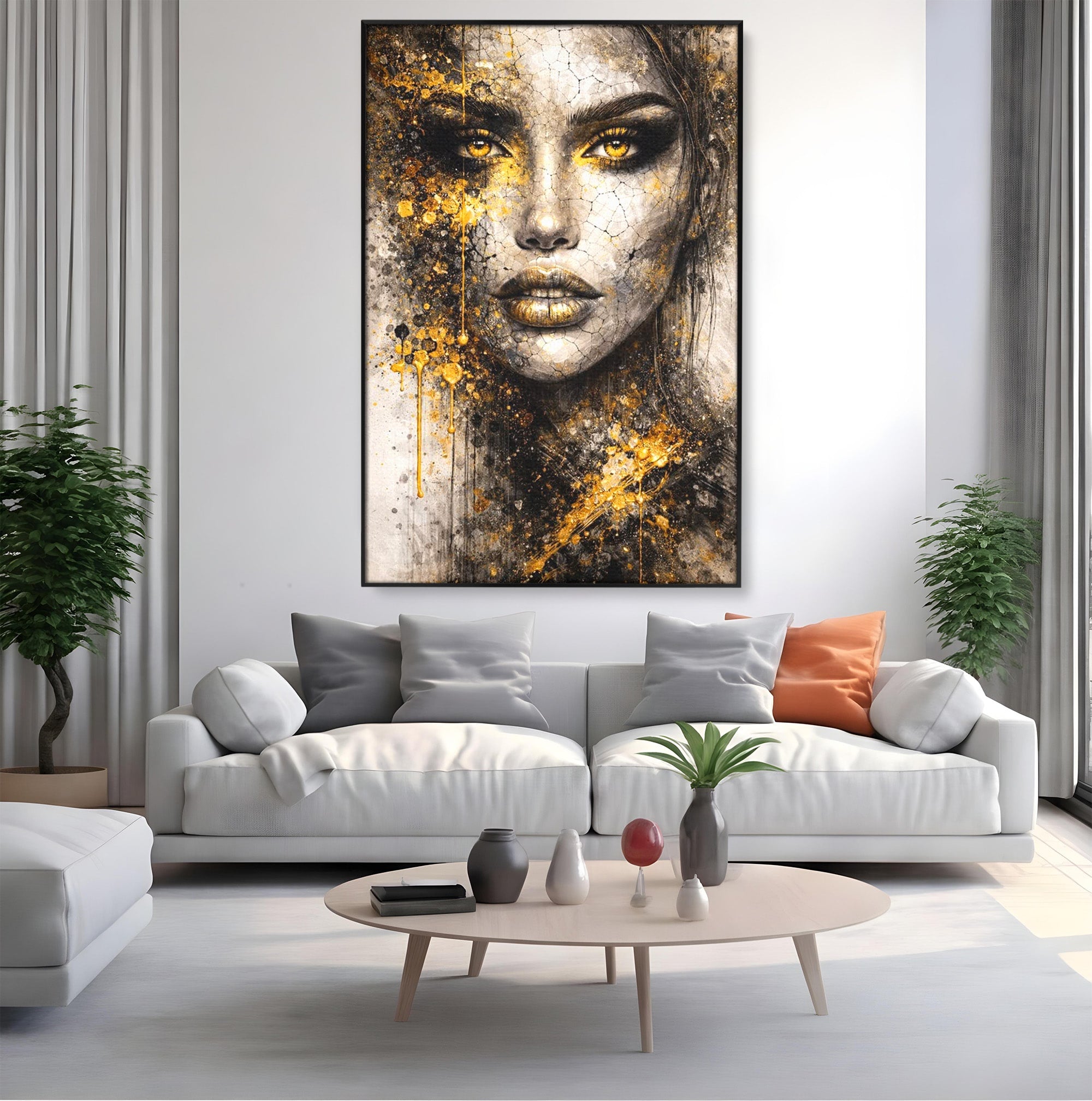 Tablou Canvas Premium LuxCanva® PI1158, Regina Aurie, Portret, Abstract, Femeie, Arta, Birou, Culori Vibrante