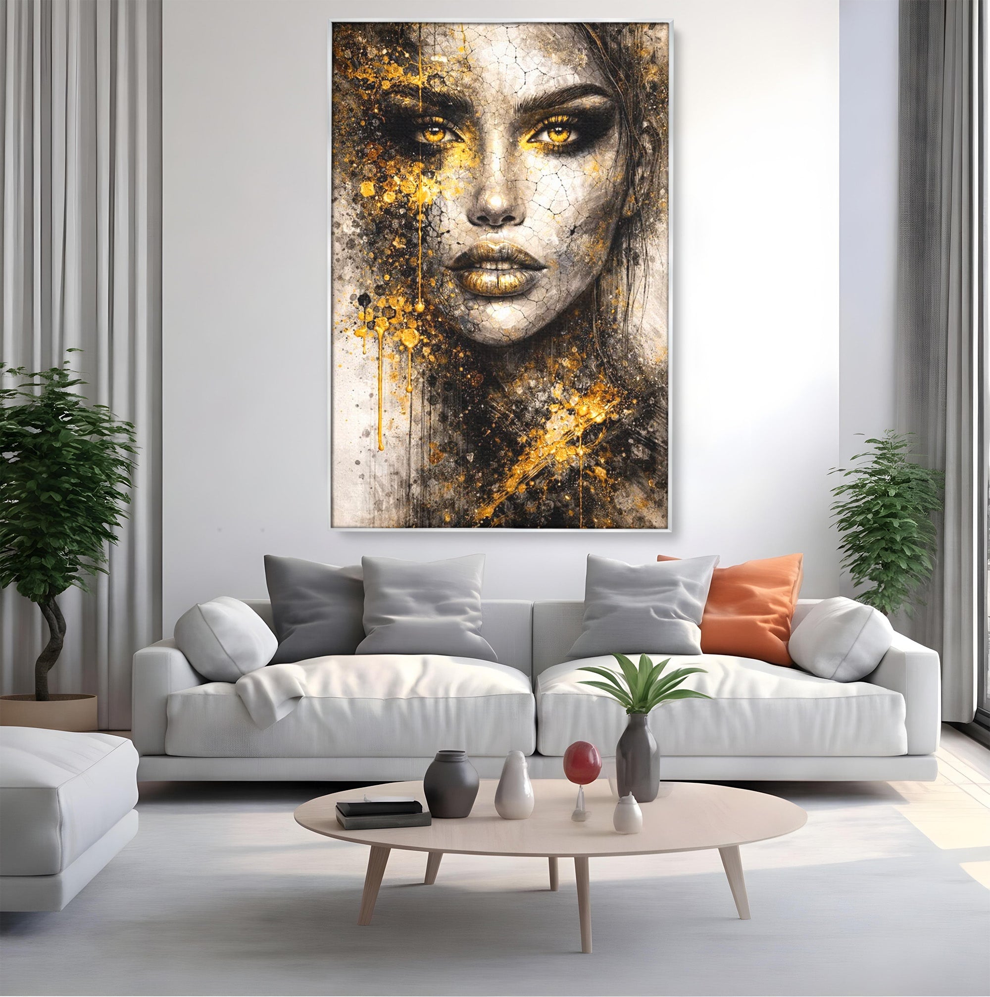 Tablou Canvas Premium LuxCanva® PI1158, Regina Aurie, Portret, Abstract, Femeie, Arta, Birou, Culori Vibrante