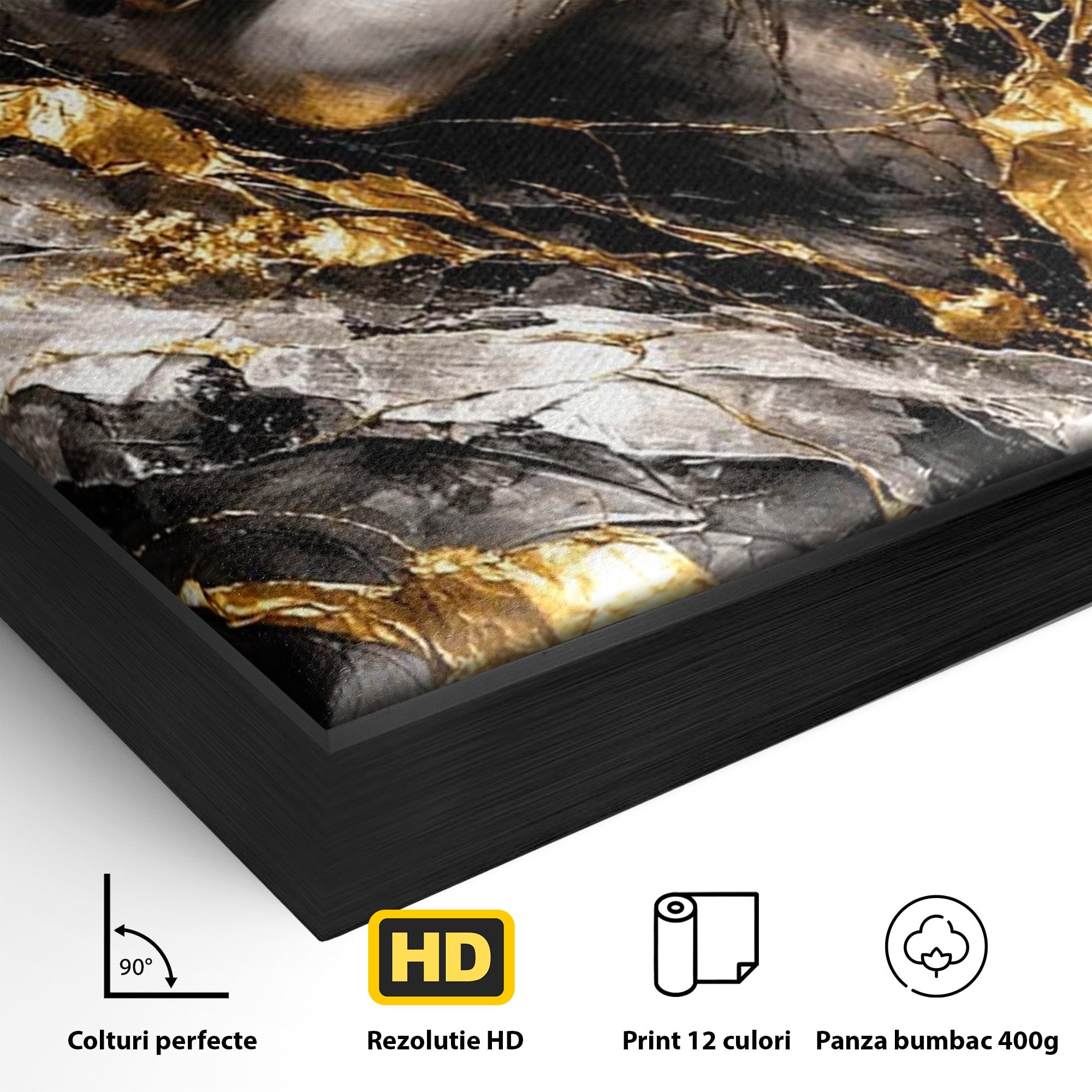 Tablou Canvas Premium LuxCanva® PI1159, Frumusetea Aurie, Portret, Flori, Arta Abstracta, Eleganta, Dormitor, Culori Vibrante