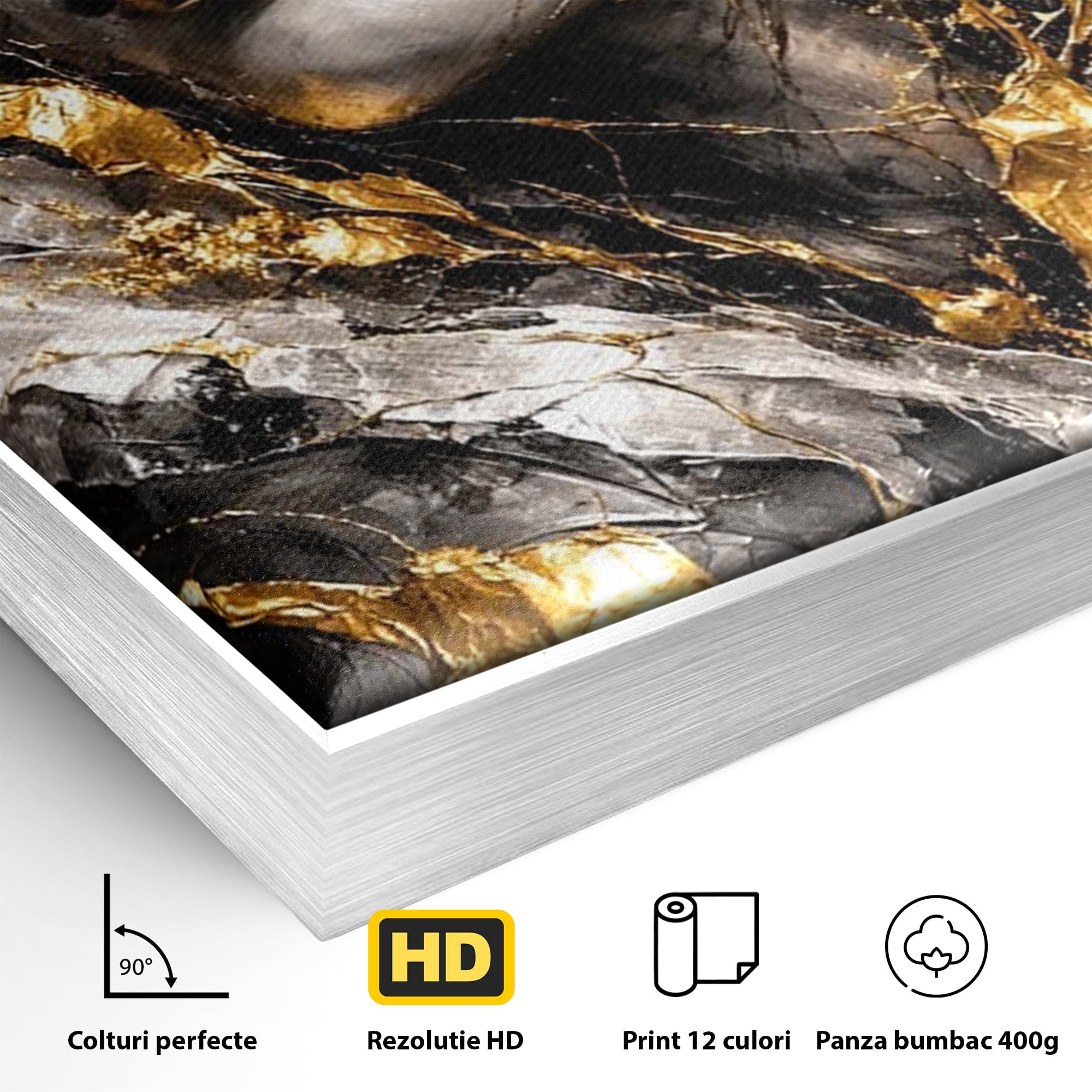 Tablou Canvas Premium LuxCanva® PI1159, Frumusetea Aurie, Portret, Flori, Arta Abstracta, Eleganta, Dormitor, Culori Vibrante