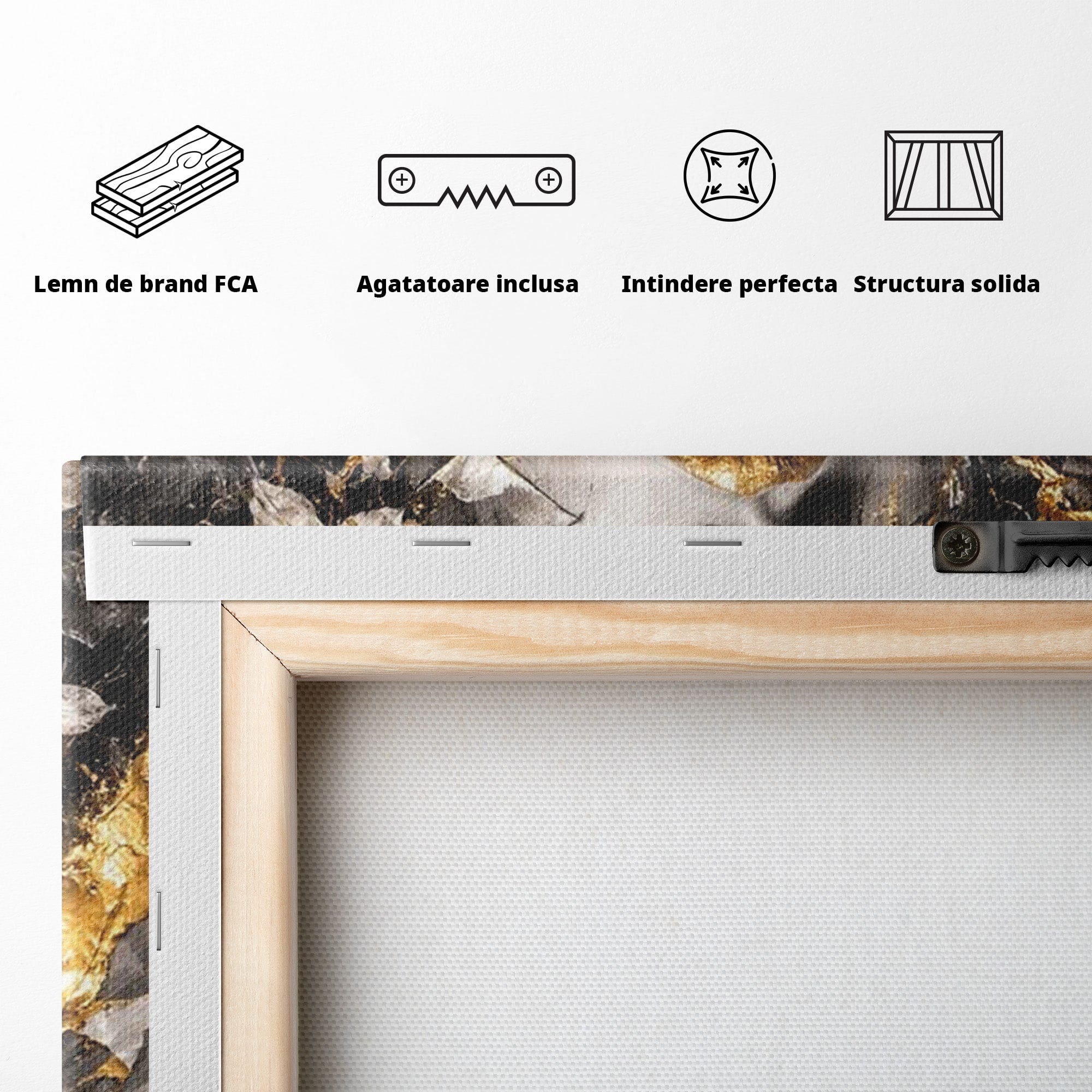 Tablou Canvas Premium LuxCanva® PI1159, Frumusetea Aurie, Portret, Flori, Arta Abstracta, Eleganta, Dormitor, Culori Vibrante