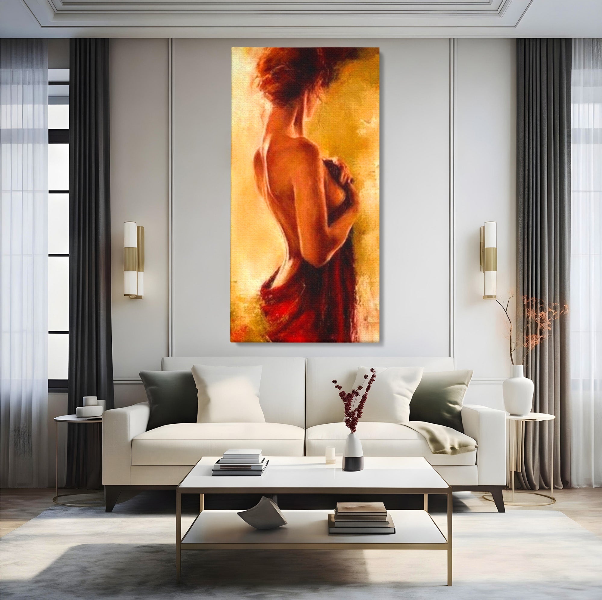 Tablou Canvas Premium LuxCanva® PI1160, Farmecul Serii, Femeie, Senzualitate, Eleganta, Dormitor, Living, Culori Vibrante