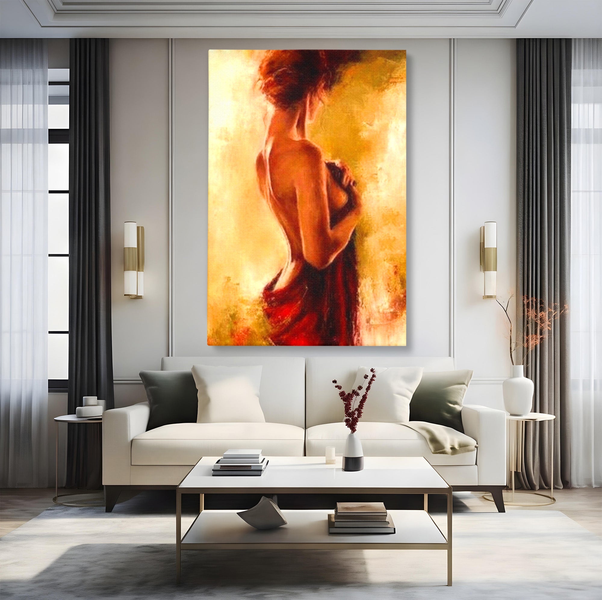 Tablou Canvas Premium LuxCanva® PI1160, Farmecul Serii, Femeie, Senzualitate, Eleganta, Dormitor, Living, Culori Vibrante
