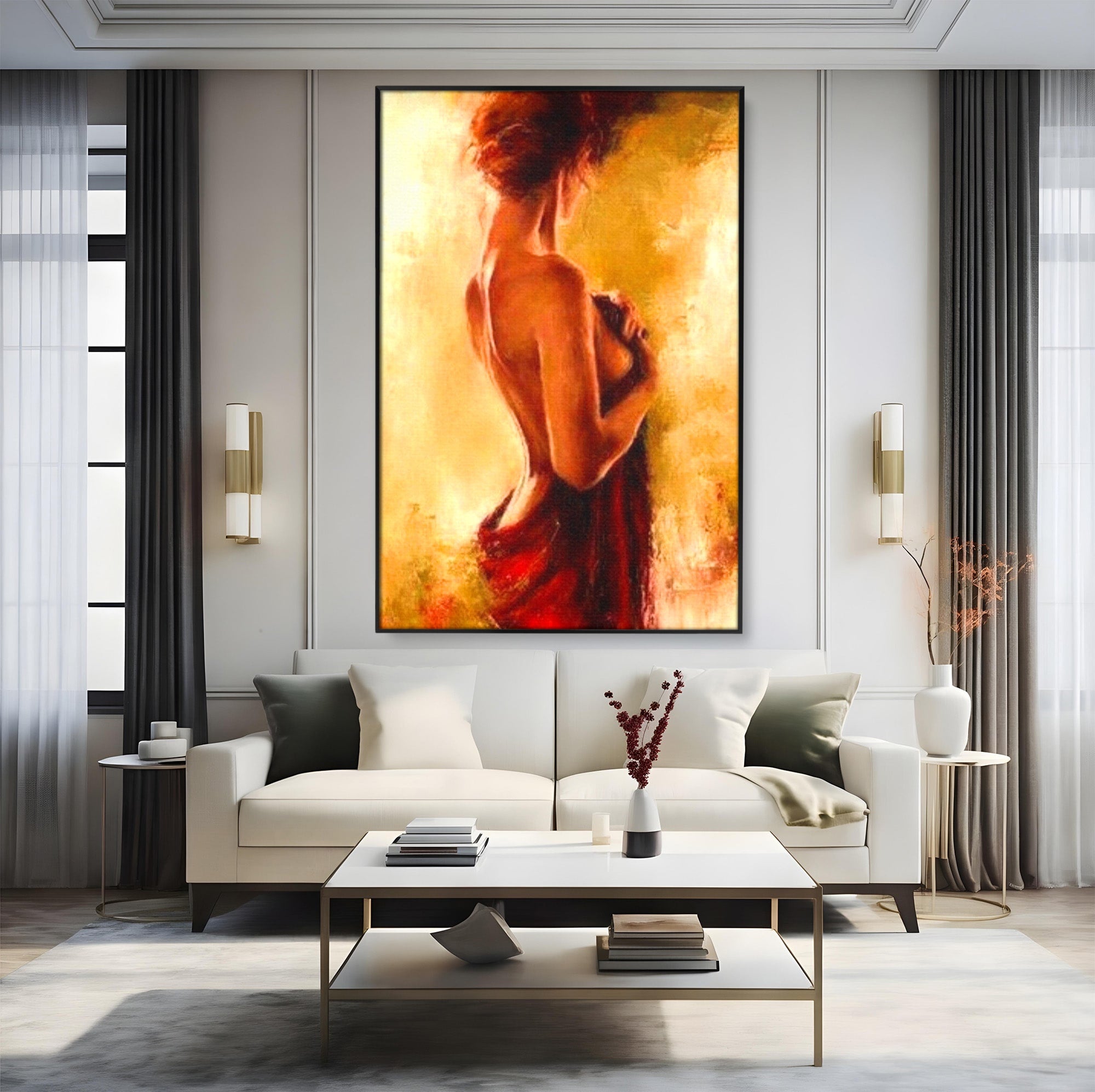 Tablou Canvas Premium LuxCanva® PI1160, Farmecul Serii, Femeie, Senzualitate, Eleganta, Dormitor, Living, Culori Vibrante