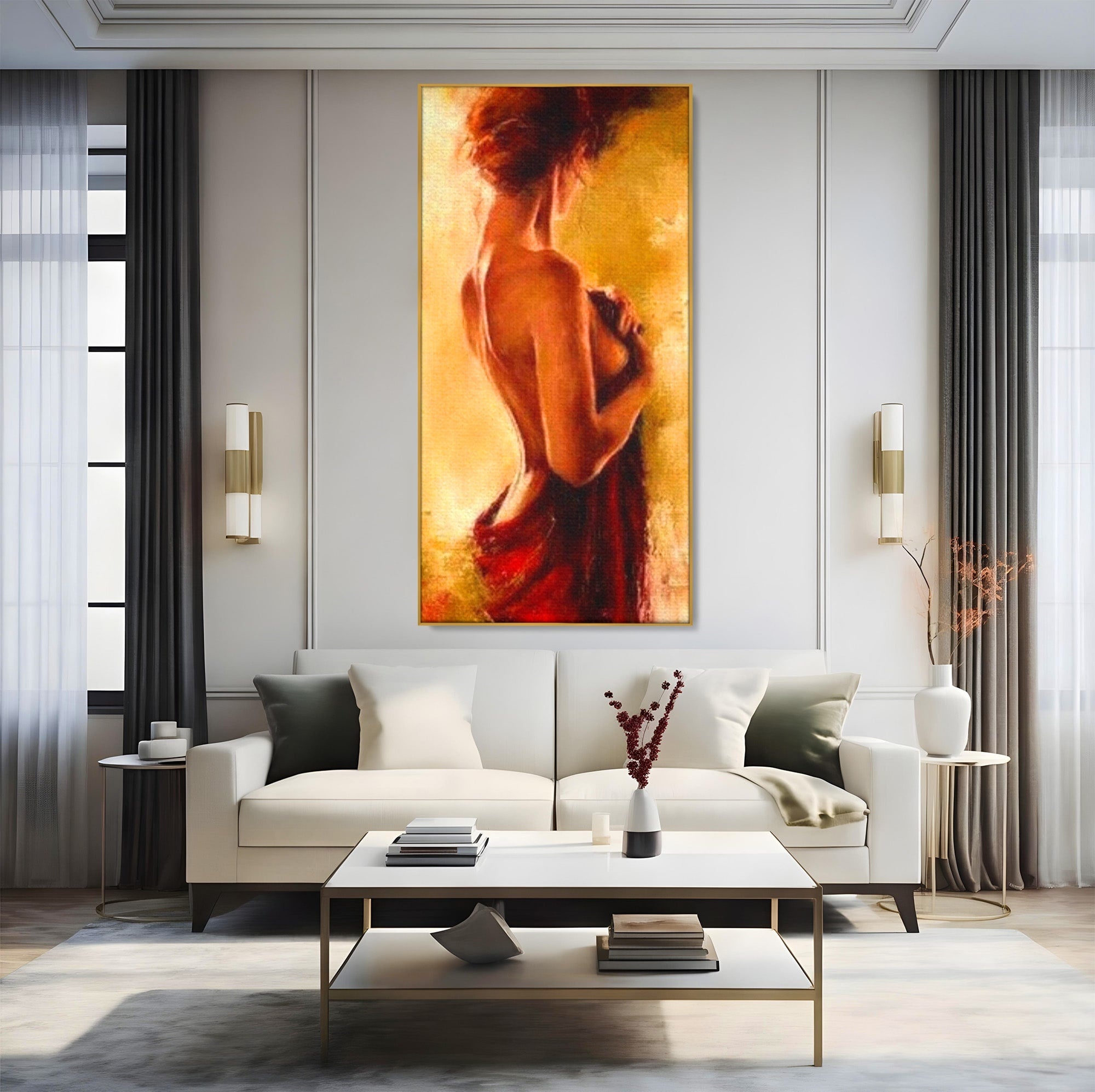 Tablou Canvas Premium LuxCanva® PI1160, Farmecul Serii, Femeie, Senzualitate, Eleganta, Dormitor, Living, Culori Vibrante