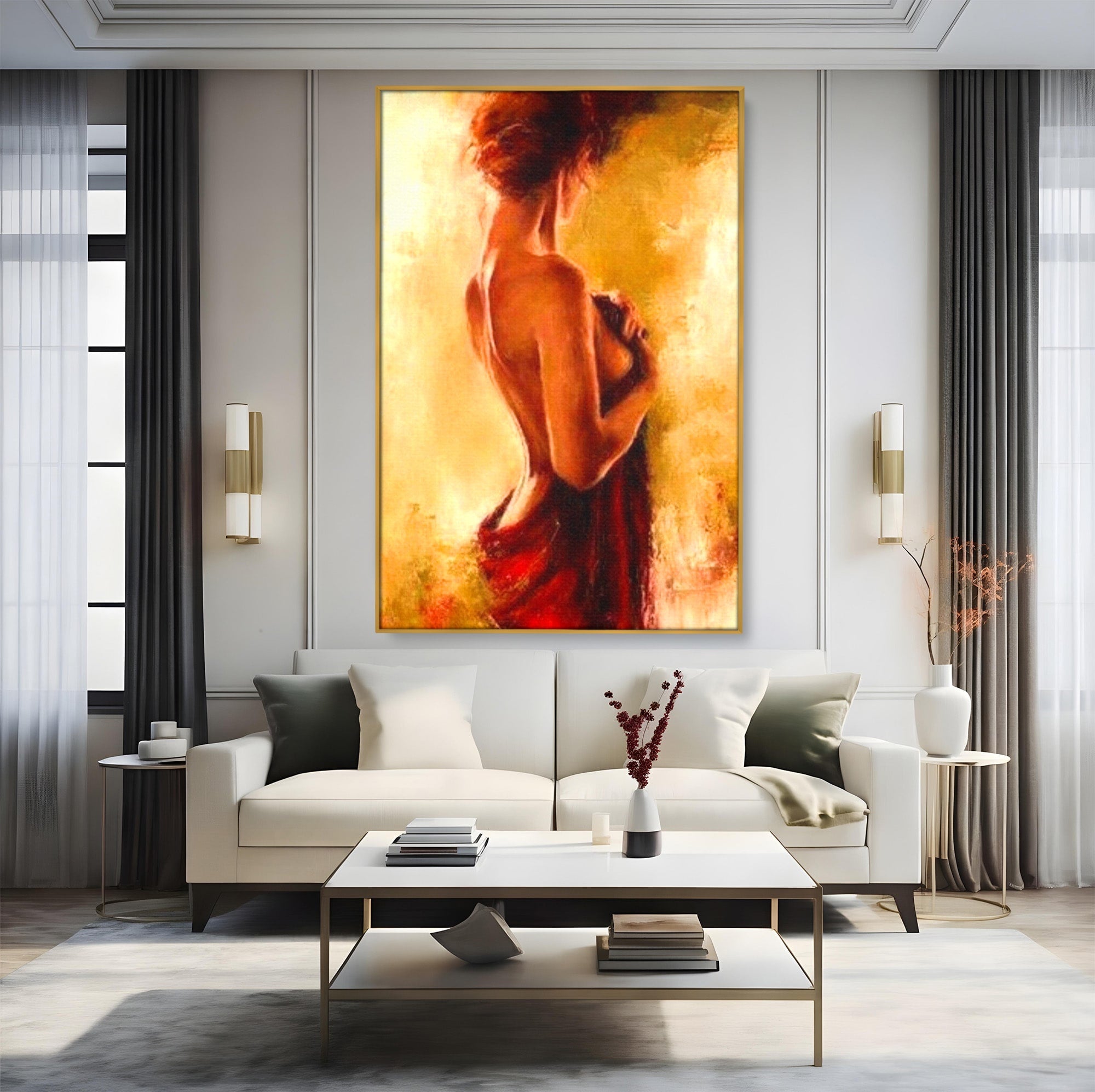 Tablou Canvas Premium LuxCanva® PI1160, Farmecul Serii, Femeie, Senzualitate, Eleganta, Dormitor, Living, Culori Vibrante
