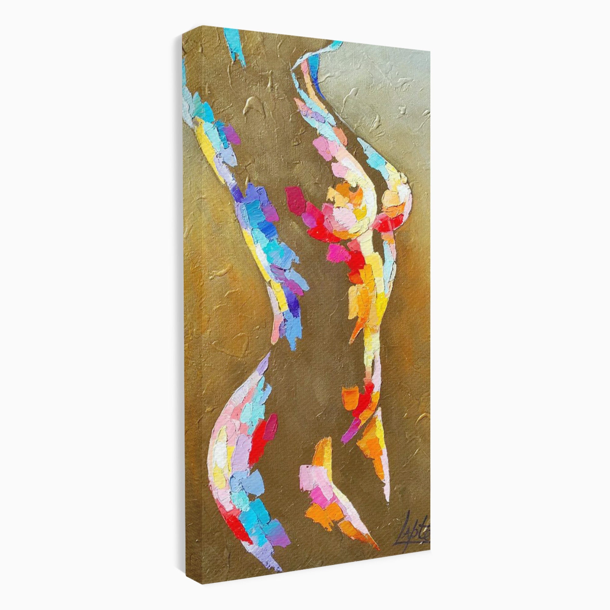 Tablou Canvas Premium LuxCanva® PI1161, Dansul Formelor Abstracte, Silueta, Trup, Femeie, Living, Dormitor, Culori Vibrante