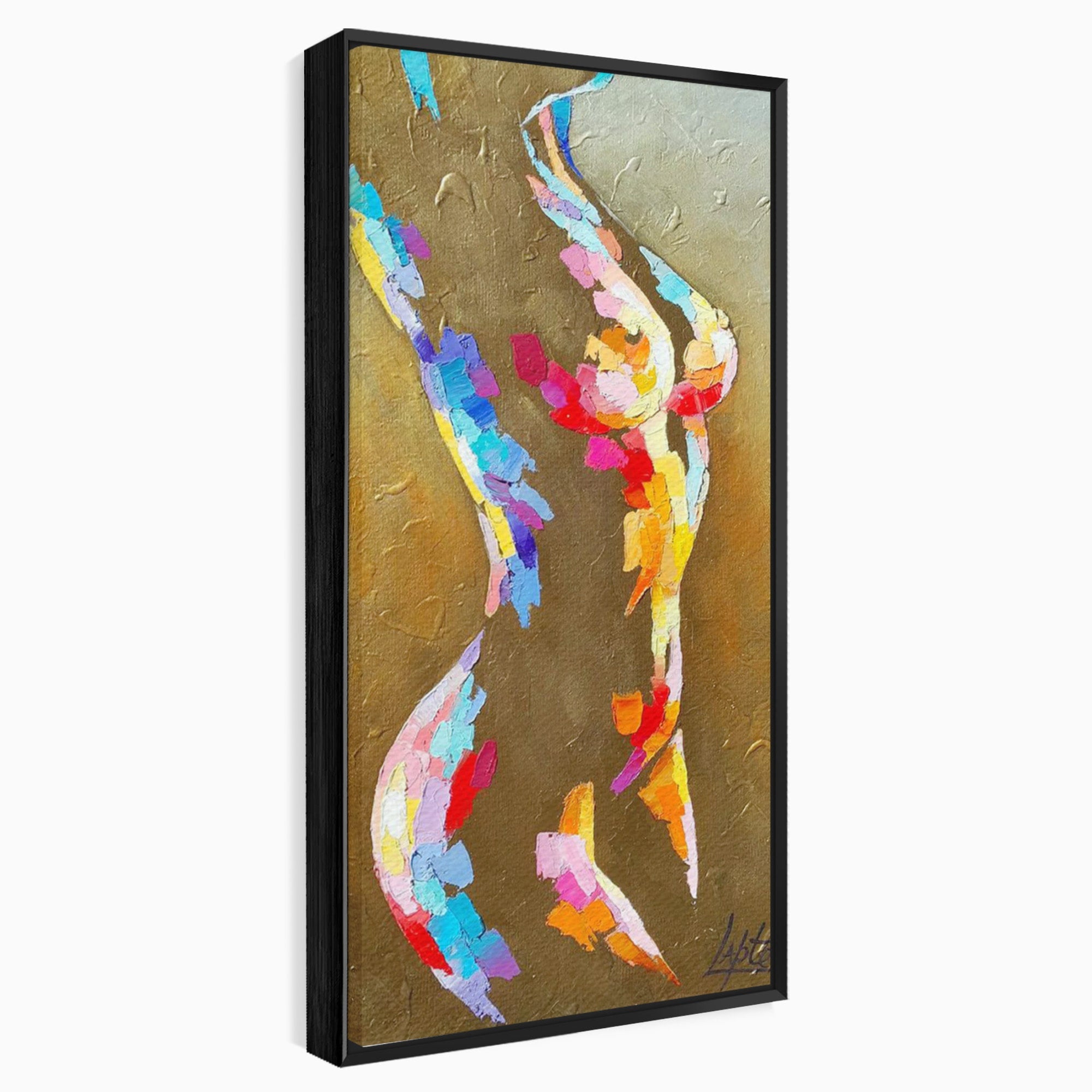 Tablou Canvas Premium LuxCanva® PI1161, Dansul Formelor Abstracte, Silueta, Trup, Femeie, Living, Dormitor, Culori Vibrante