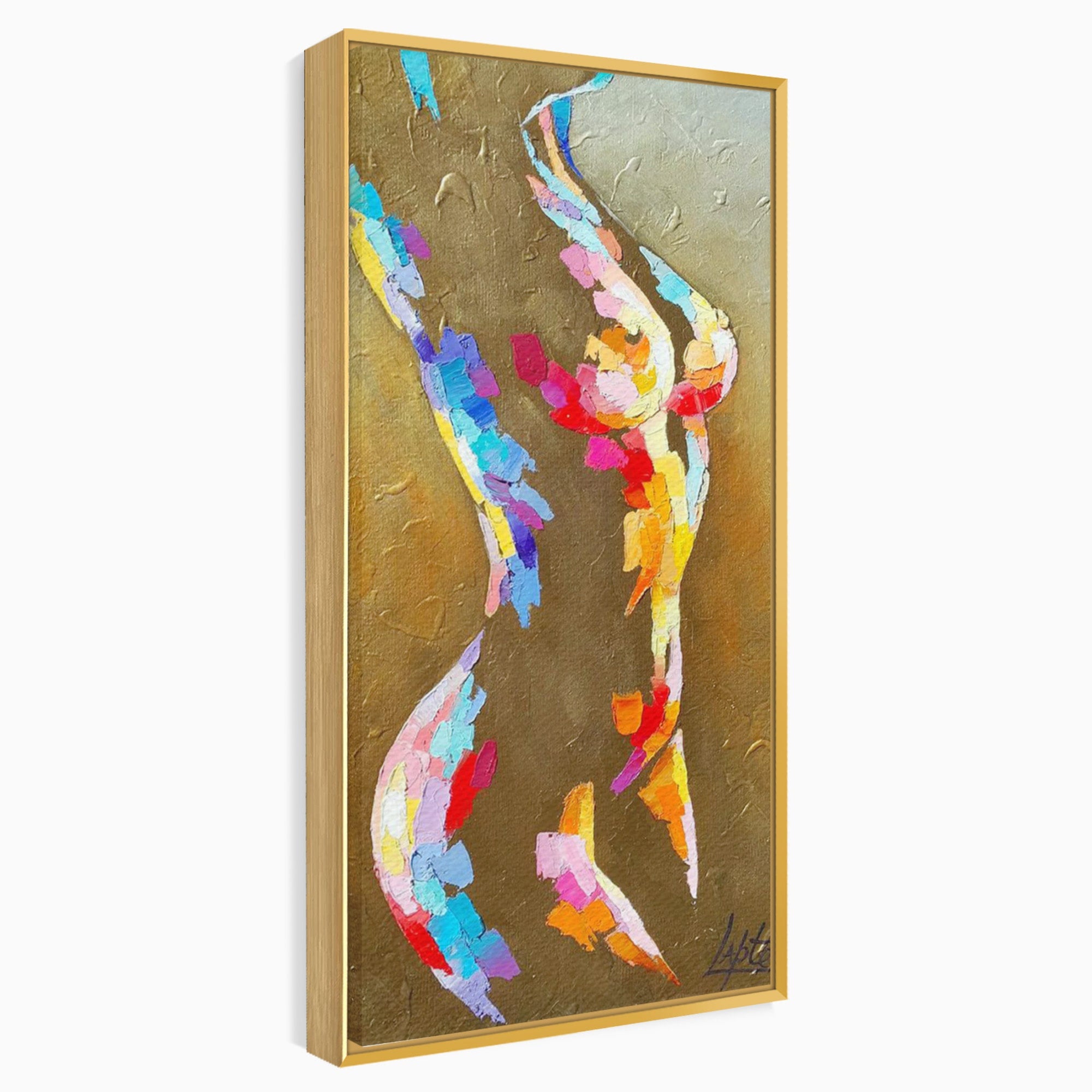 Tablou Canvas Premium LuxCanva® PI1161, Dansul Formelor Abstracte, Silueta, Trup, Femeie, Living, Dormitor, Culori Vibrante