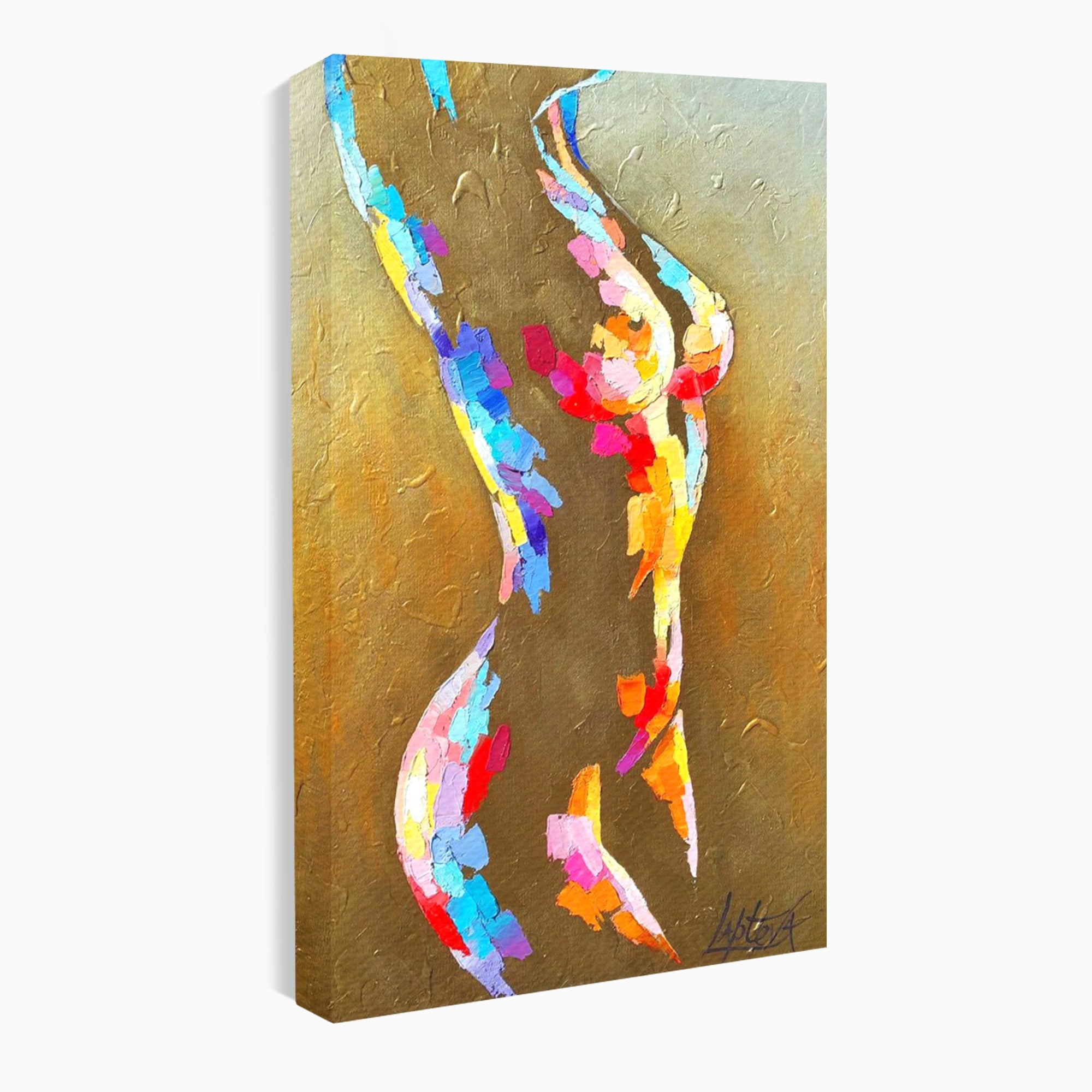 Tablou Canvas Premium LuxCanva® PI1161, Dansul Formelor Abstracte, Silueta, Trup, Femeie, Living, Dormitor, Culori Vibrante