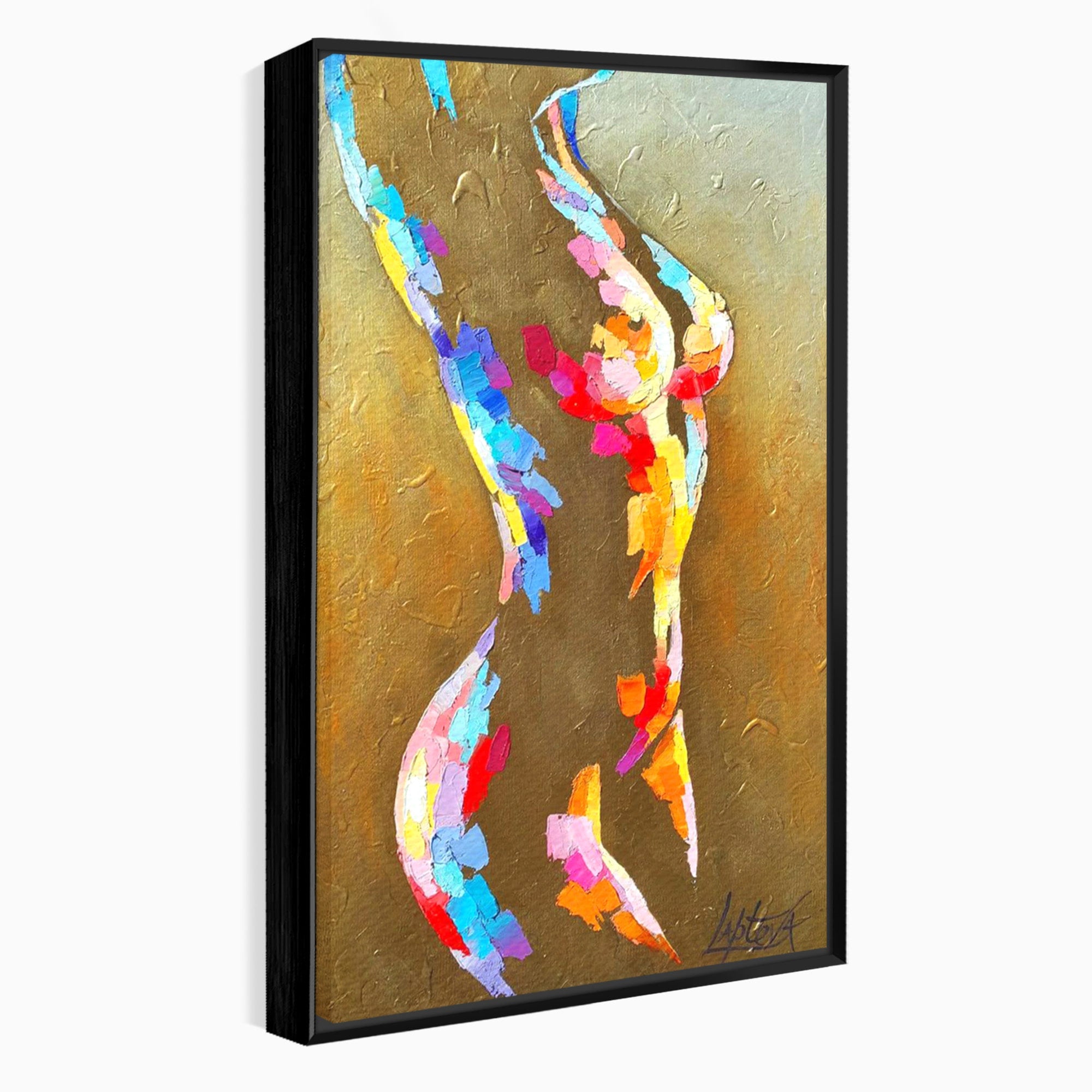 Tablou Canvas Premium LuxCanva® PI1161, Dansul Formelor Abstracte, Silueta, Trup, Femeie, Living, Dormitor, Culori Vibrante