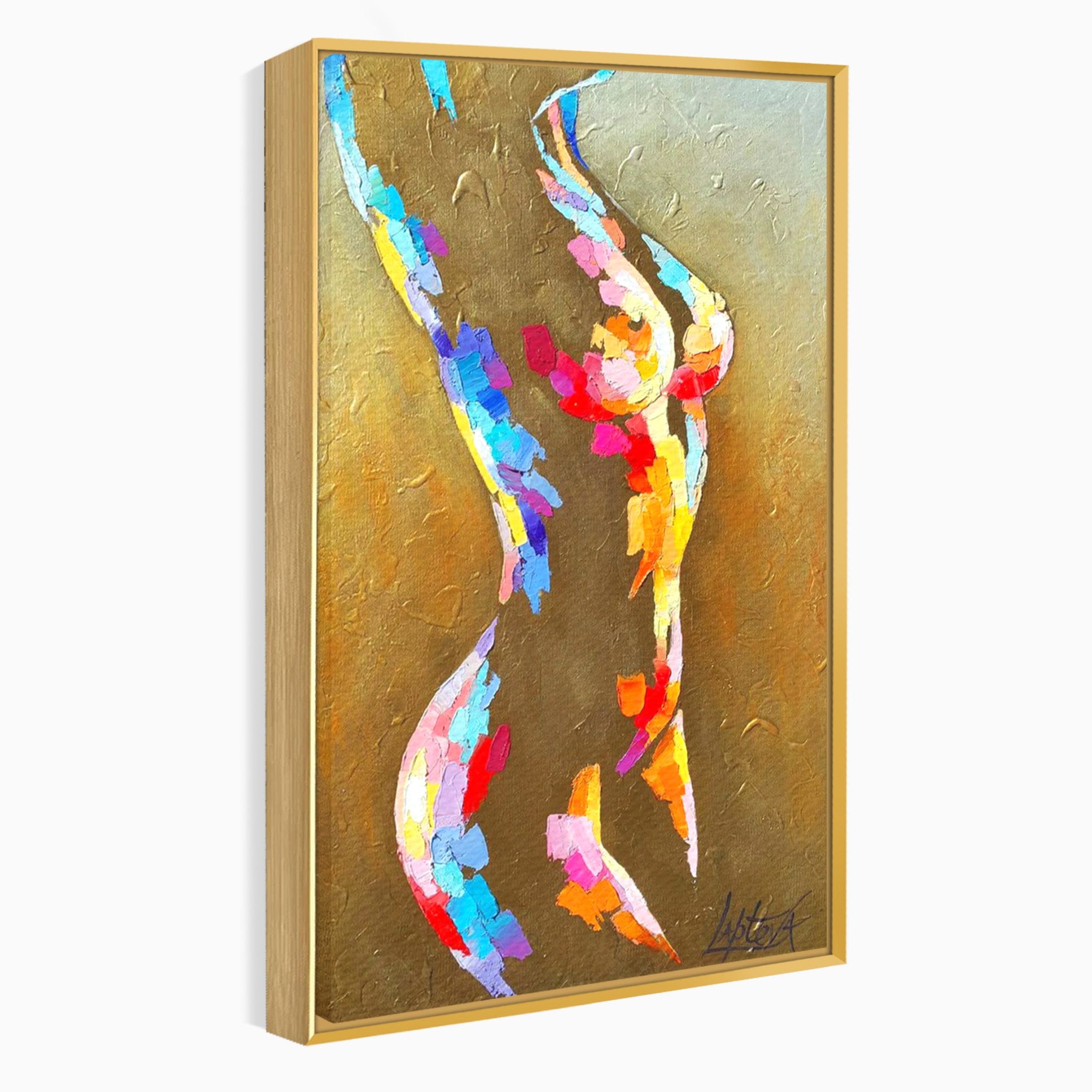 Tablou Canvas Premium LuxCanva® PI1161, Dansul Formelor Abstracte, Silueta, Trup, Femeie, Living, Dormitor, Culori Vibrante