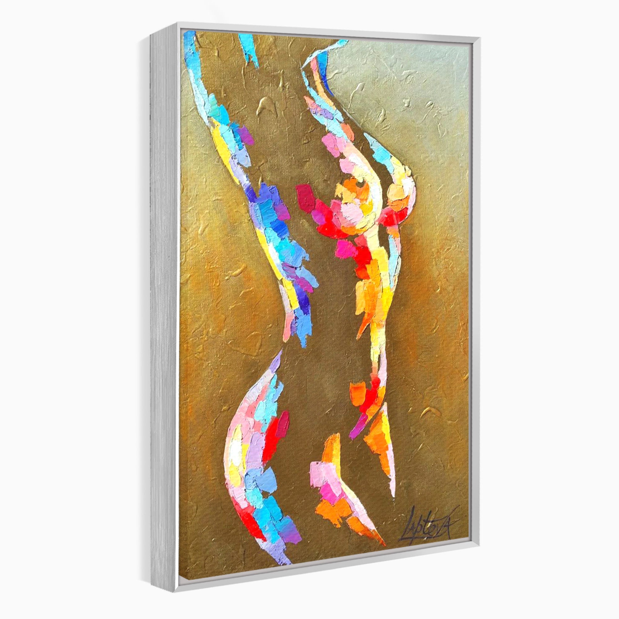 Tablou Canvas Premium LuxCanva® PI1161, Dansul Formelor Abstracte, Silueta, Trup, Femeie, Living, Dormitor, Culori Vibrante
