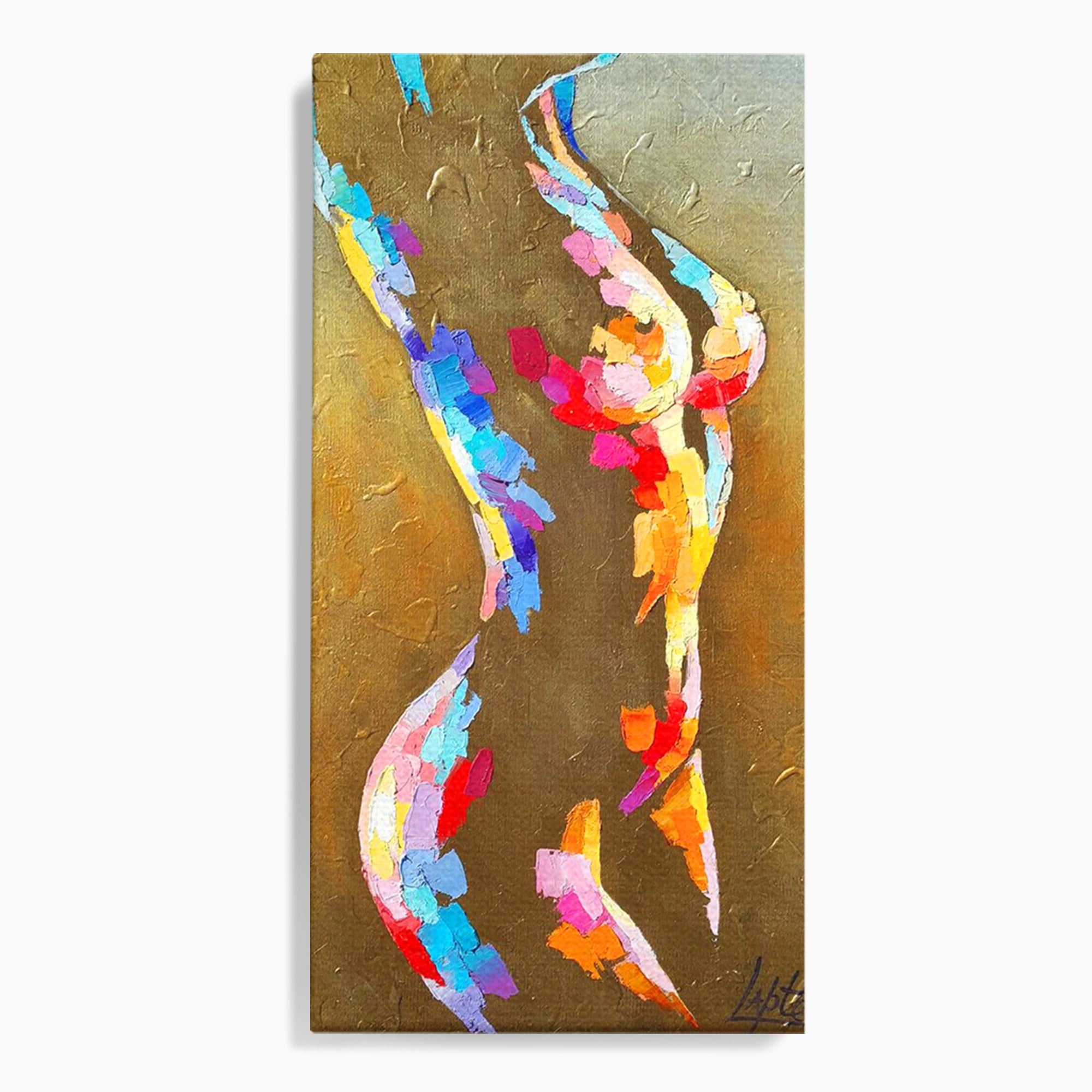 Tablou Canvas Premium LuxCanva® PI1161, Dansul Formelor Abstracte, Silueta, Trup, Femeie, Living, Dormitor, Culori Vibrante