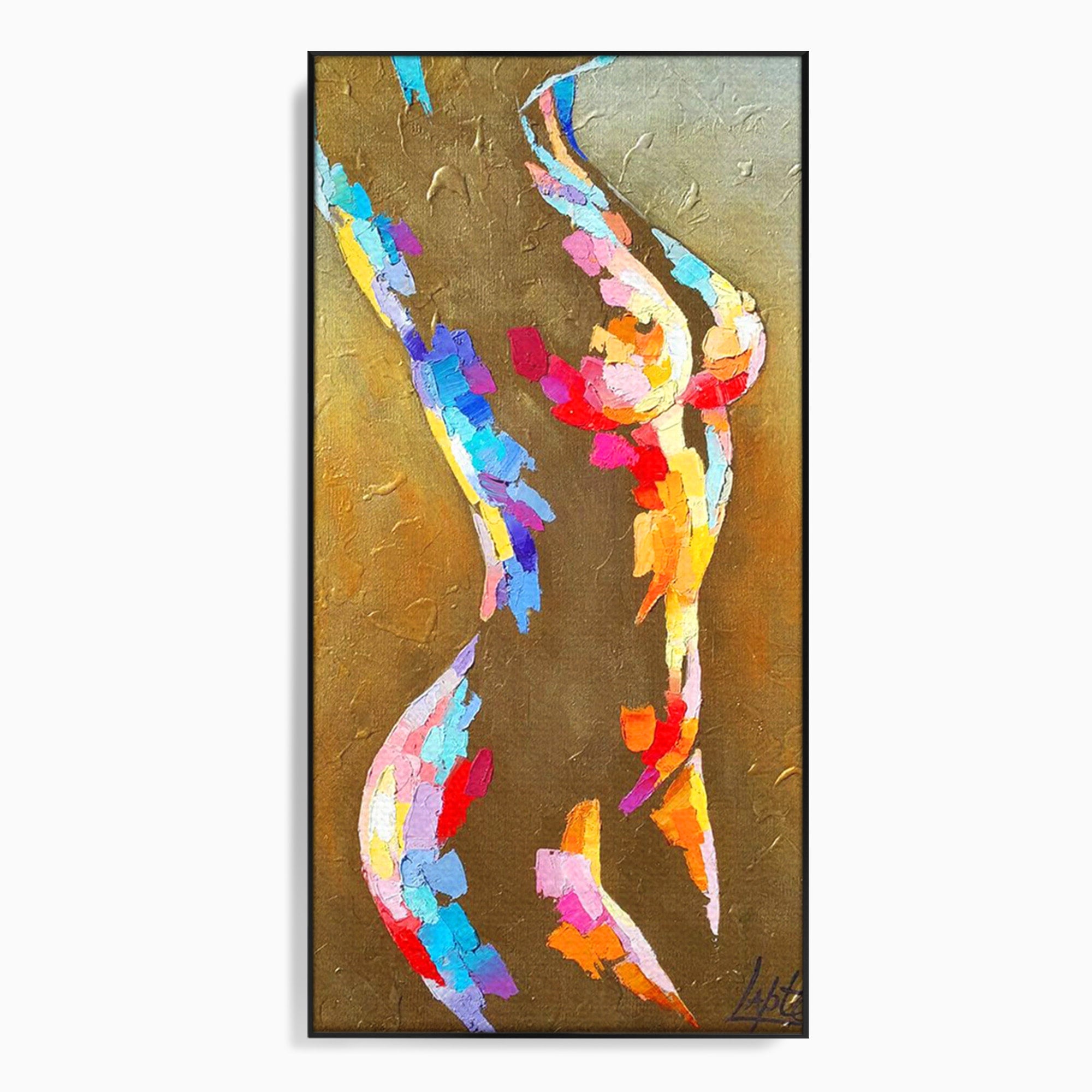 Tablou Canvas Premium LuxCanva® PI1161, Dansul Formelor Abstracte, Silueta, Trup, Femeie, Living, Dormitor, Culori Vibrante