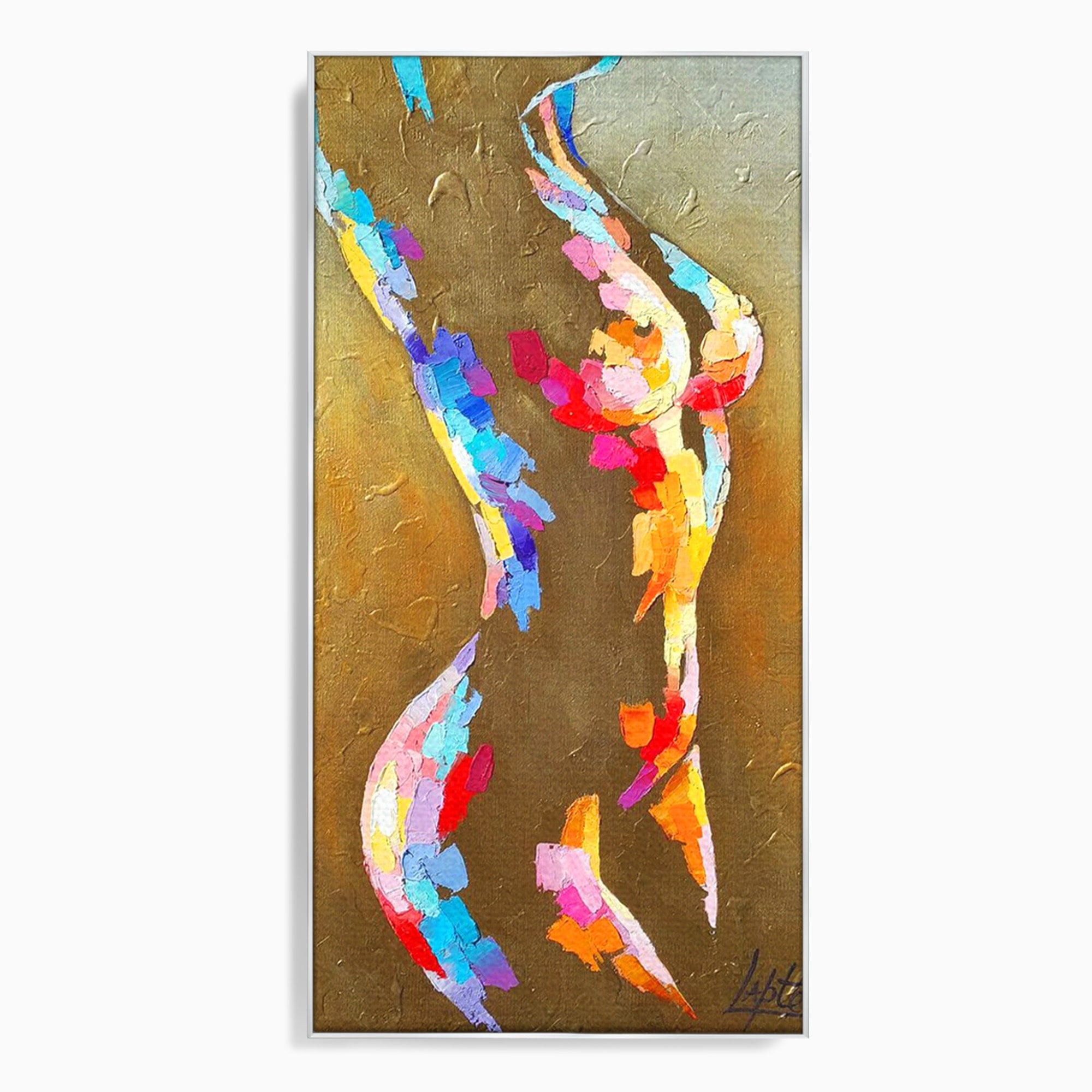 Tablou Canvas Premium LuxCanva® PI1161, Dansul Formelor Abstracte, Silueta, Trup, Femeie, Living, Dormitor, Culori Vibrante