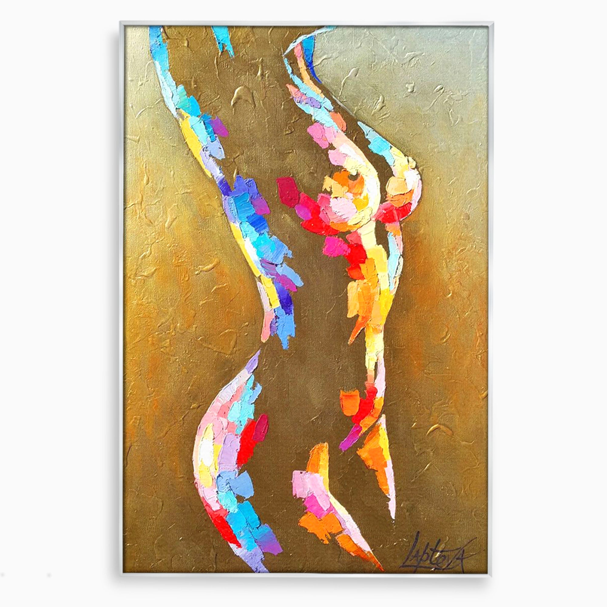 Tablou Canvas Premium LuxCanva® PI1161, Dansul Formelor Abstracte, Silueta, Trup, Femeie, Living, Dormitor, Culori Vibrante