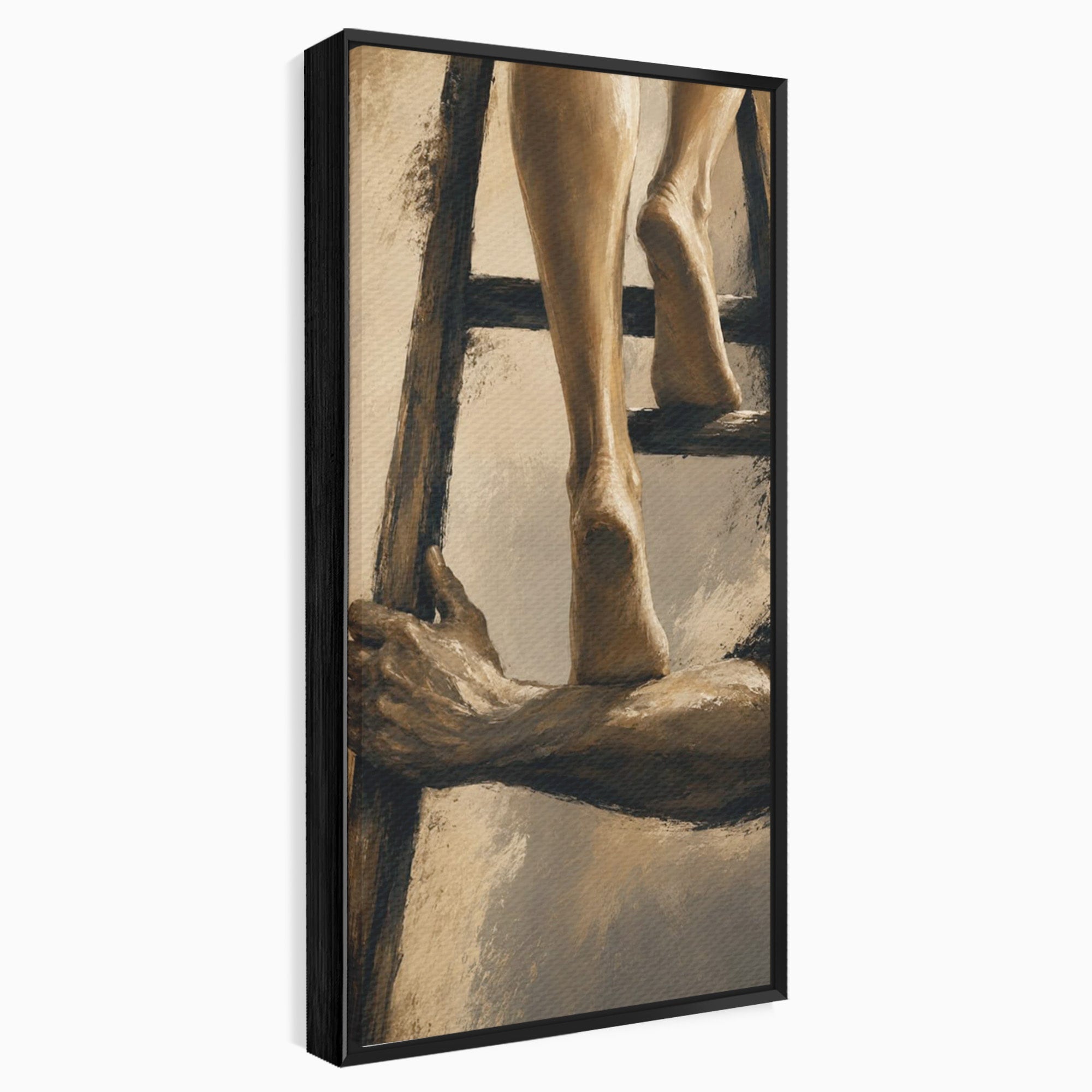 Tablou Canvas Premium LuxCanva® PI1162, Urcarea Pe Scara, Pasi, Maini, Picioare, Trepte, Living, Birou, Culori Vibrante