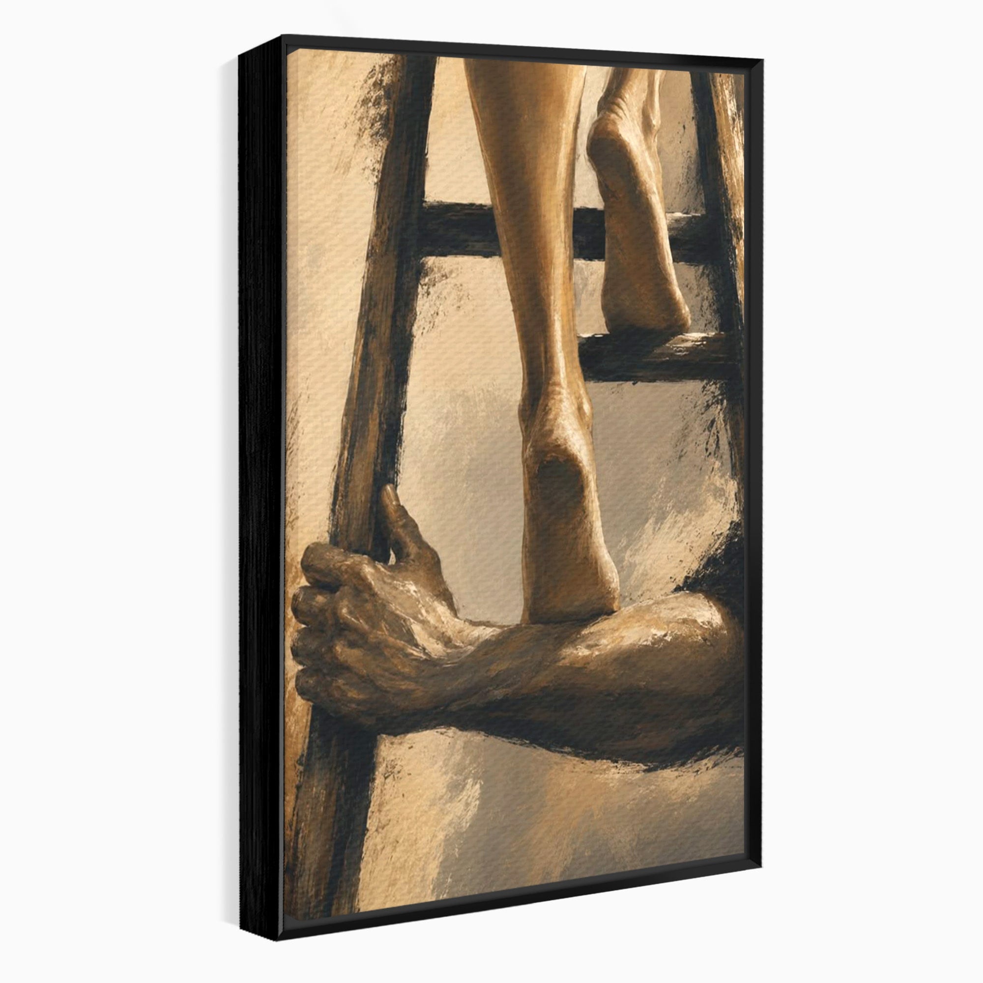 Tablou Canvas Premium LuxCanva® PI1162, Urcarea Pe Scara, Pasi, Maini, Picioare, Trepte, Living, Birou, Culori Vibrante