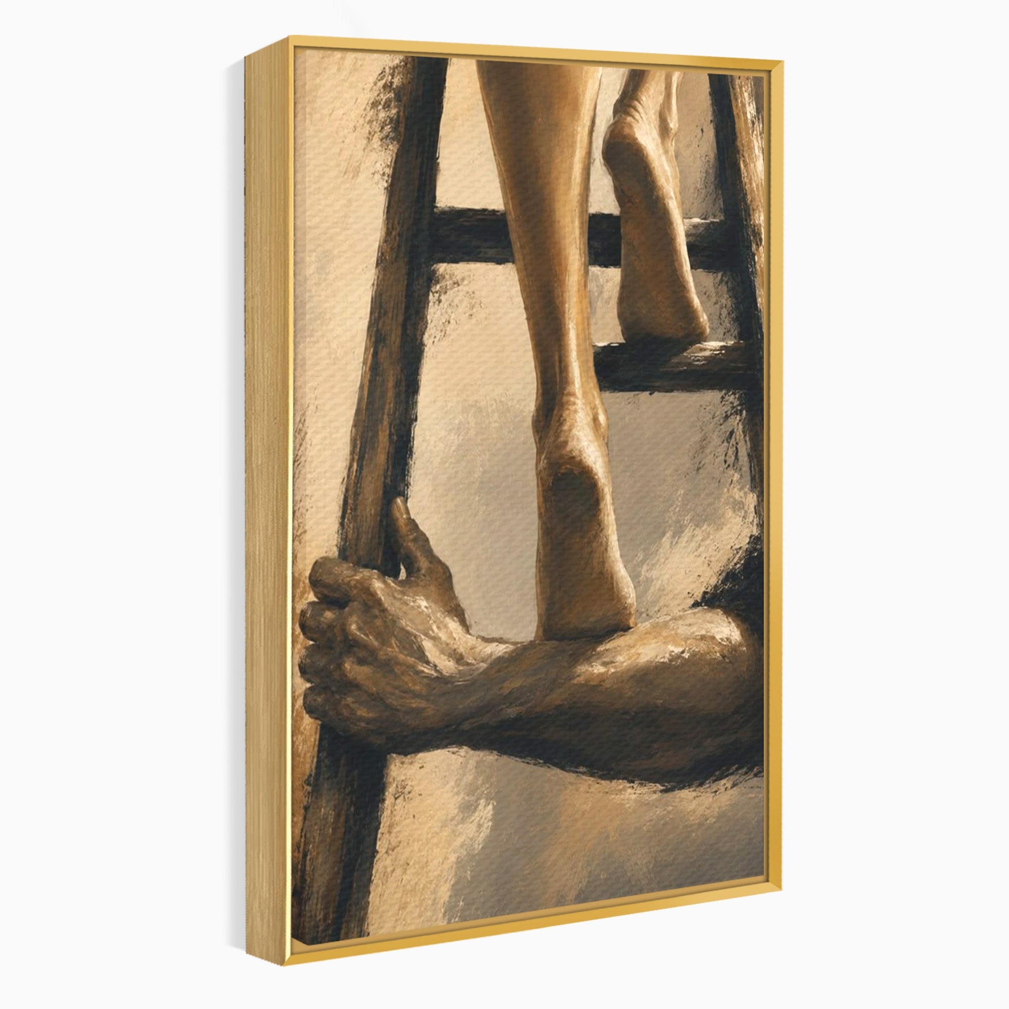 Tablou Canvas Premium LuxCanva® PI1162, Urcarea Pe Scara, Pasi, Maini, Picioare, Trepte, Living, Birou, Culori Vibrante