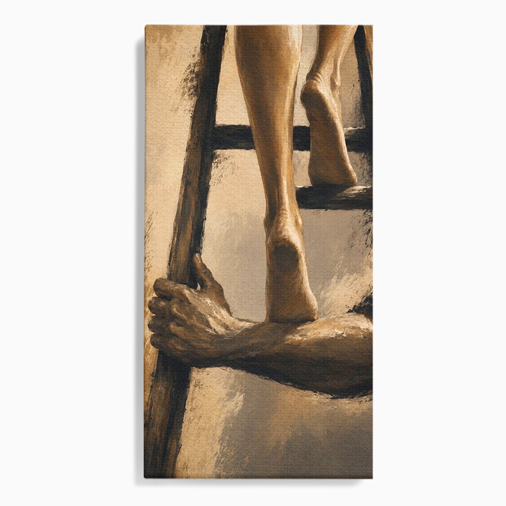 Tablou Canvas Premium LuxCanva® PI1162, Urcarea Pe Scara, Pasi, Maini, Picioare, Trepte, Living, Birou, Culori Vibrante