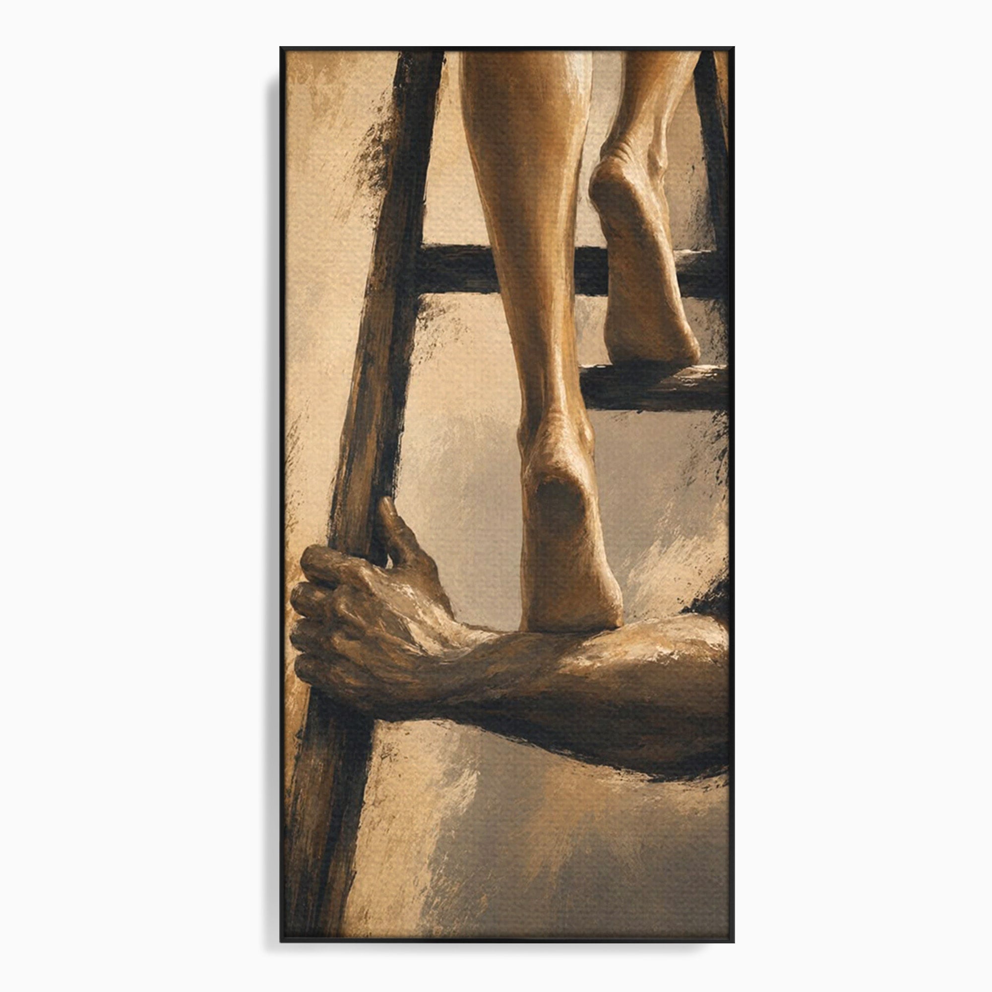 Tablou Canvas Premium LuxCanva® PI1162, Urcarea Pe Scara, Pasi, Maini, Picioare, Trepte, Living, Birou, Culori Vibrante