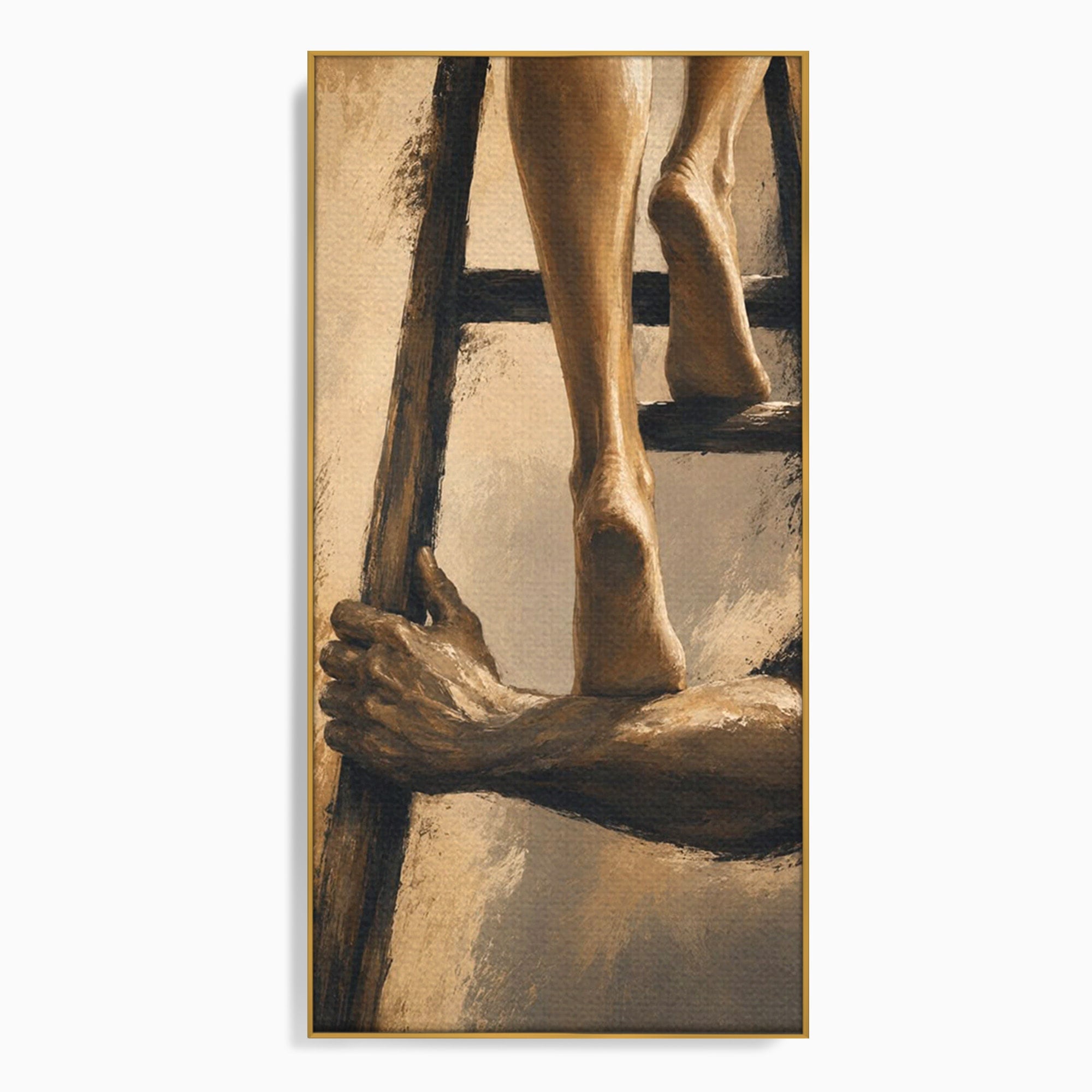 Tablou Canvas Premium LuxCanva® PI1162, Urcarea Pe Scara, Pasi, Maini, Picioare, Trepte, Living, Birou, Culori Vibrante