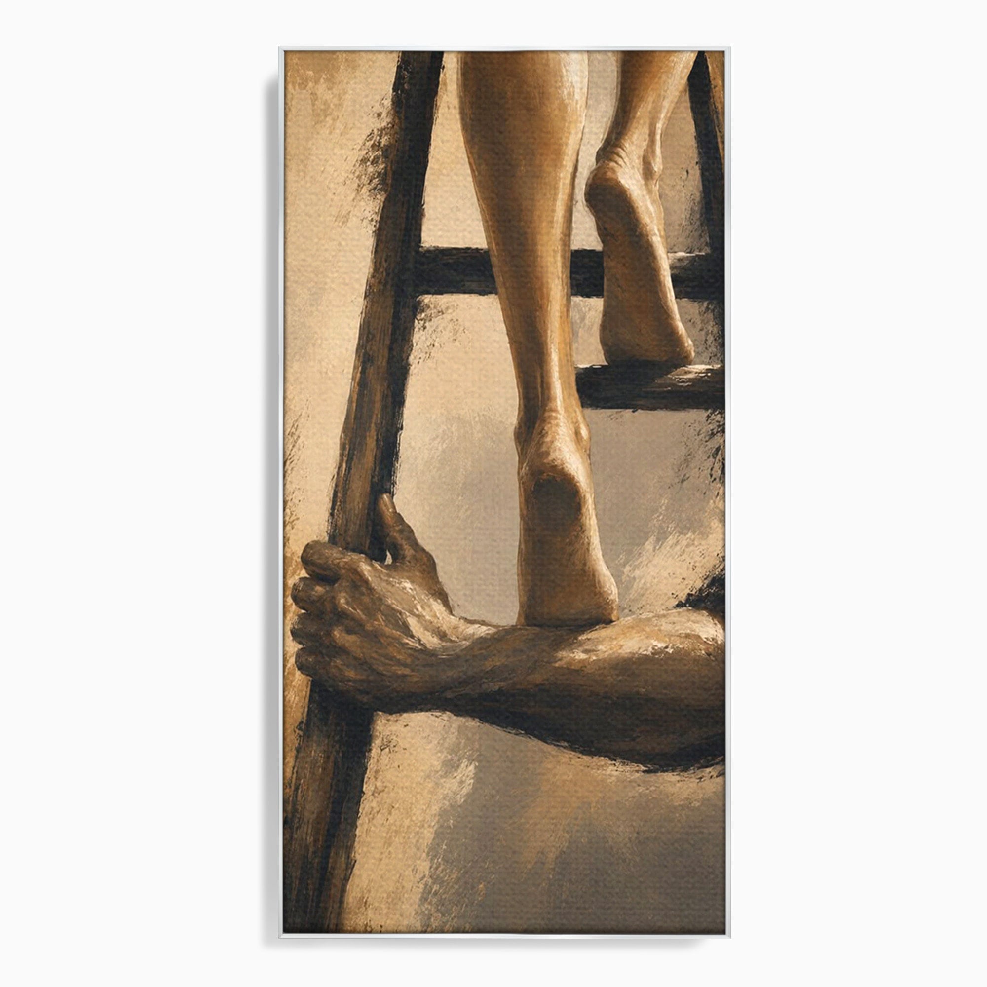 Tablou Canvas Premium LuxCanva® PI1162, Urcarea Pe Scara, Pasi, Maini, Picioare, Trepte, Living, Birou, Culori Vibrante