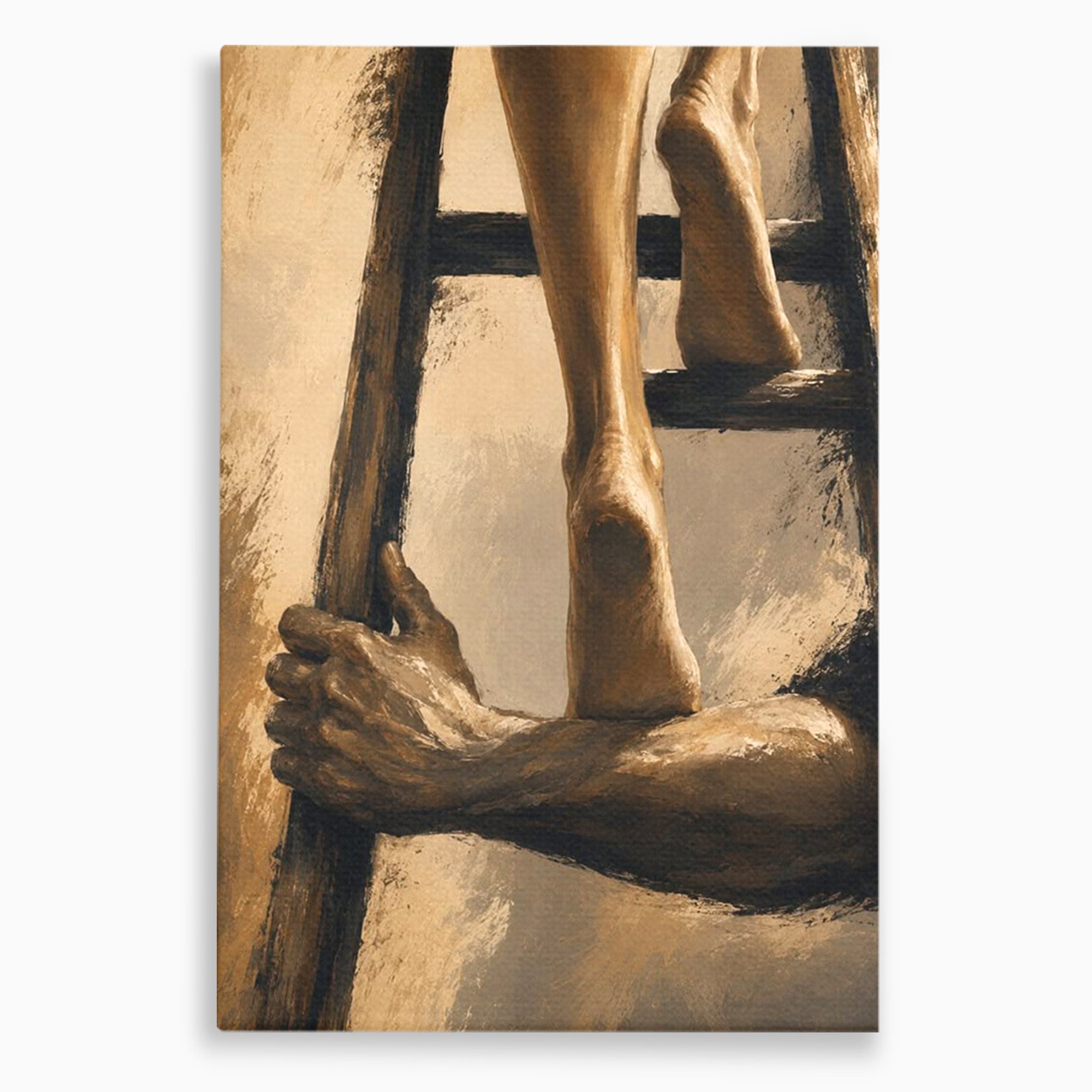 Tablou Canvas Premium LuxCanva® PI1162, Urcarea Pe Scara, Pasi, Maini, Picioare, Trepte, Living, Birou, Culori Vibrante