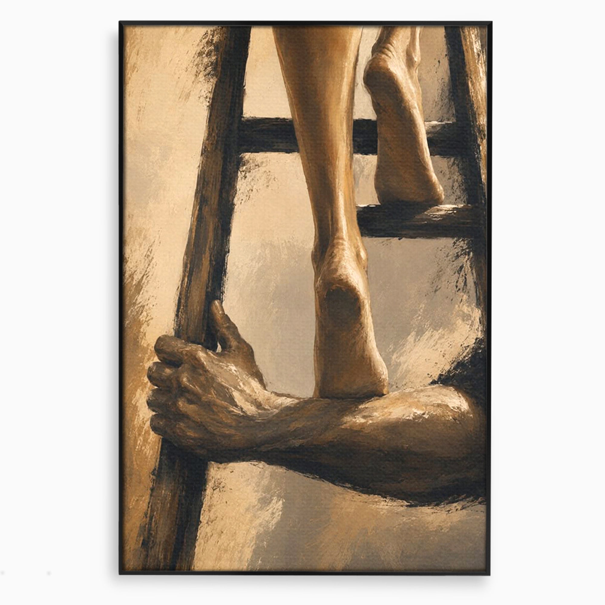 Tablou Canvas Premium LuxCanva® PI1162, Urcarea Pe Scara, Pasi, Maini, Picioare, Trepte, Living, Birou, Culori Vibrante
