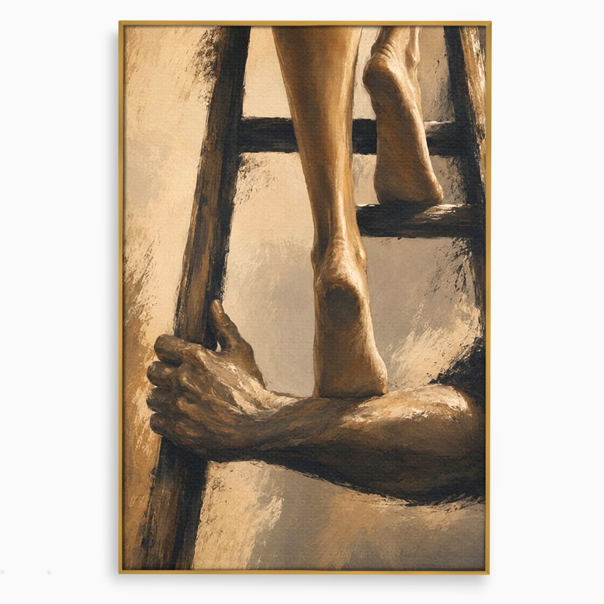 Tablou Canvas Premium LuxCanva® PI1162, Urcarea Pe Scara, Pasi, Maini, Picioare, Trepte, Living, Birou, Culori Vibrante