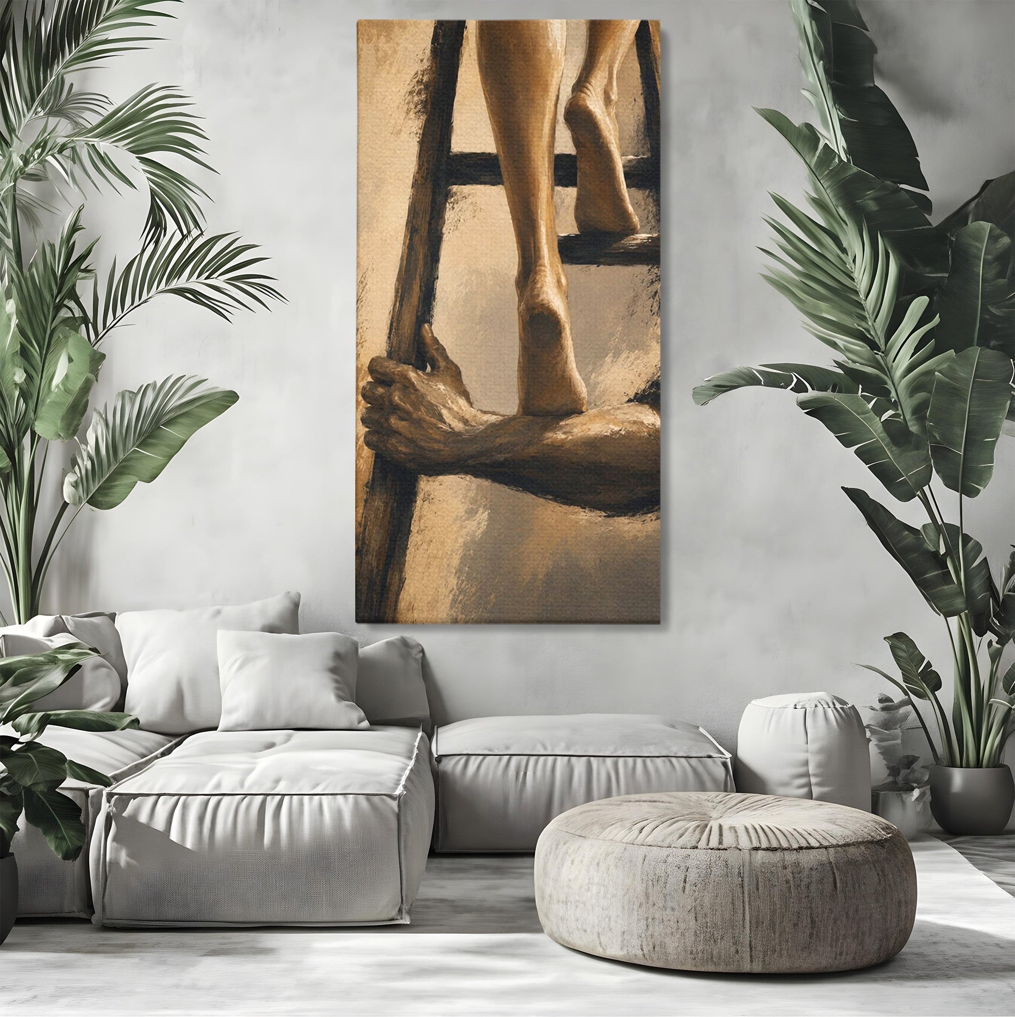 Tablou Canvas Premium LuxCanva® PI1162, Urcarea Pe Scara, Pasi, Maini, Picioare, Trepte, Living, Birou, Culori Vibrante