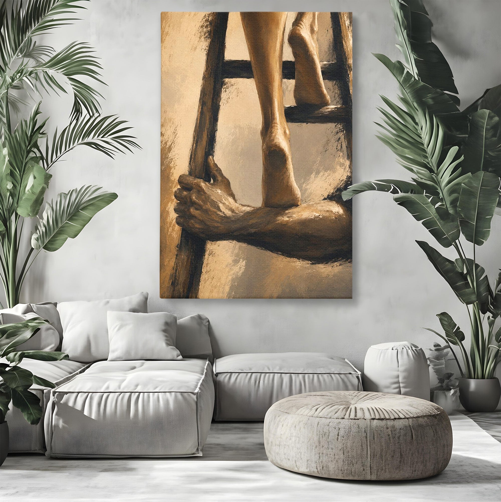 Tablou Canvas Premium LuxCanva® PI1162, Urcarea Pe Scara, Pasi, Maini, Picioare, Trepte, Living, Birou, Culori Vibrante