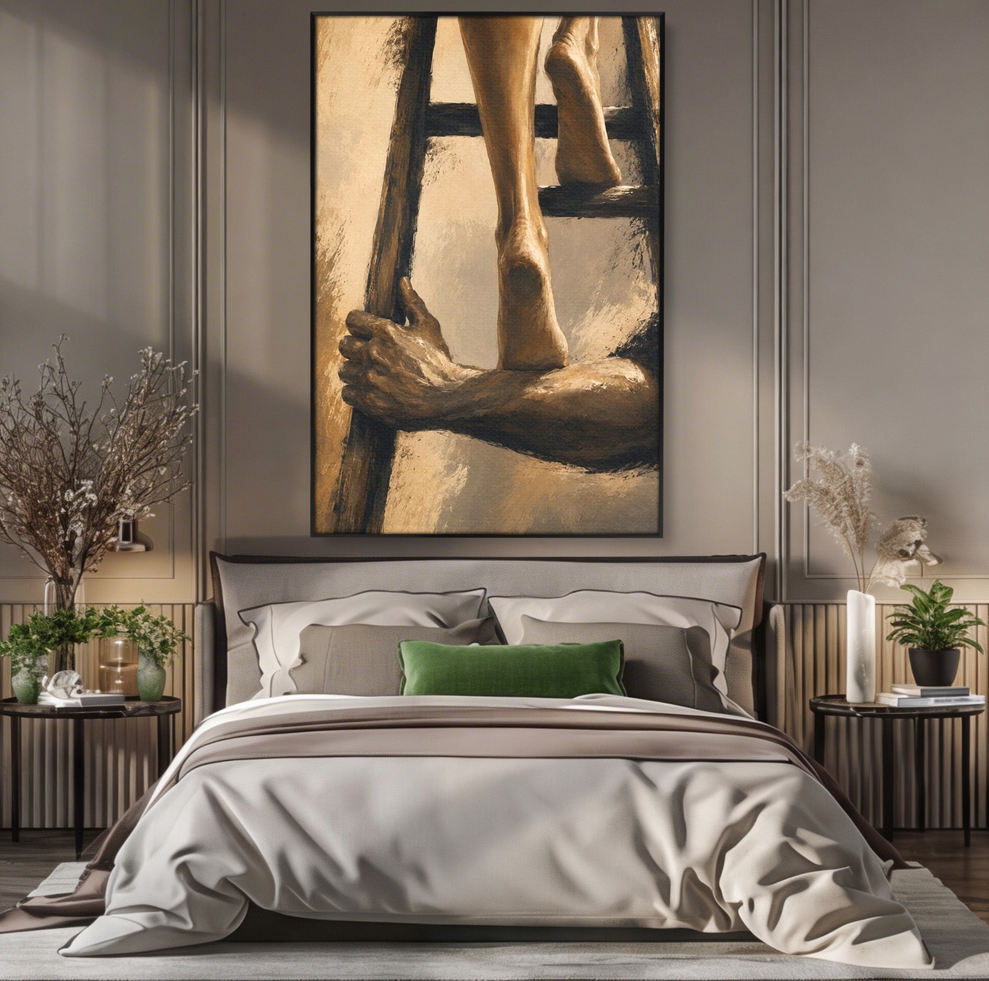 Tablou Canvas Premium LuxCanva® PI1162, Urcarea Pe Scara, Pasi, Maini, Picioare, Trepte, Living, Birou, Culori Vibrante