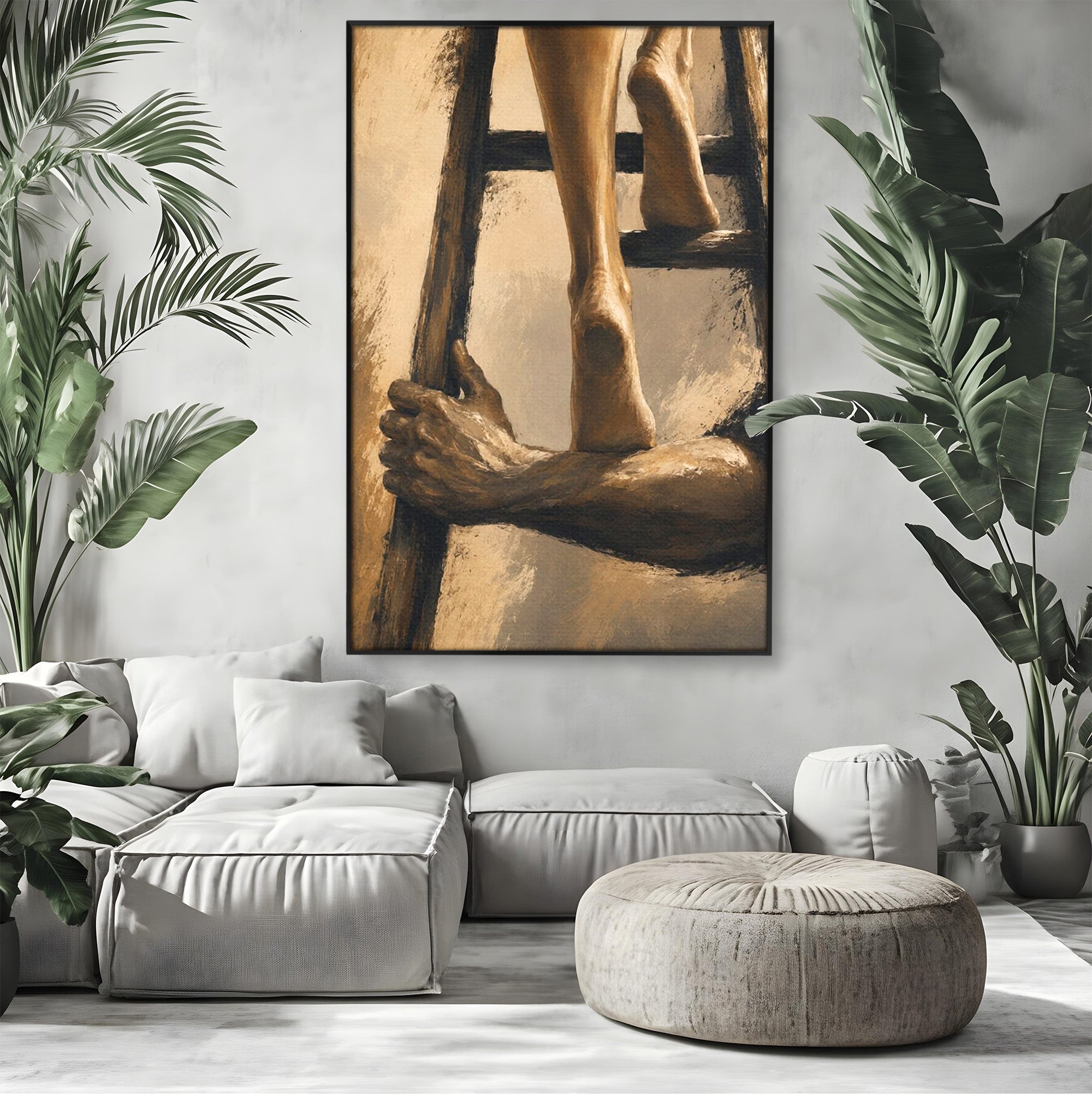 Tablou Canvas Premium LuxCanva® PI1162, Urcarea Pe Scara, Pasi, Maini, Picioare, Trepte, Living, Birou, Culori Vibrante