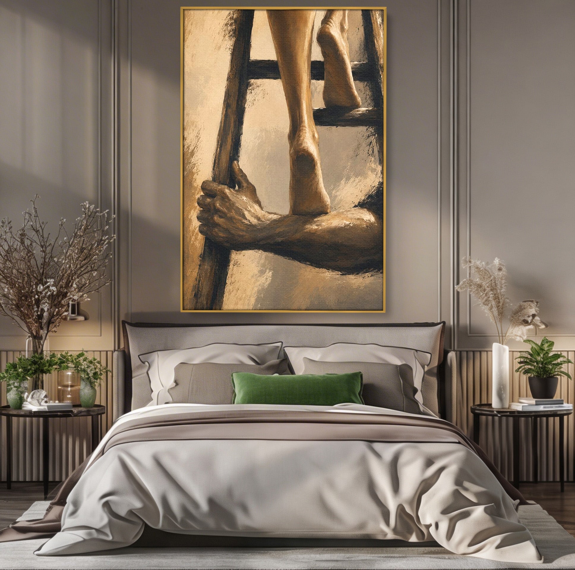 Tablou Canvas Premium LuxCanva® PI1162, Urcarea Pe Scara, Pasi, Maini, Picioare, Trepte, Living, Birou, Culori Vibrante
