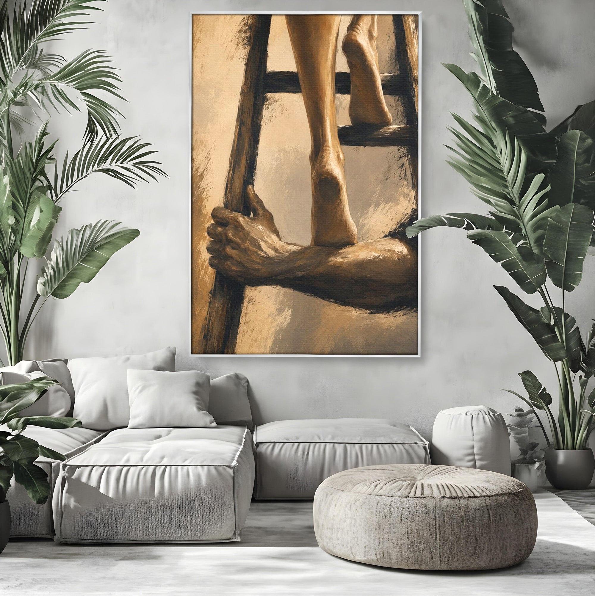 Tablou Canvas Premium LuxCanva® PI1162, Urcarea Pe Scara, Pasi, Maini, Picioare, Trepte, Living, Birou, Culori Vibrante