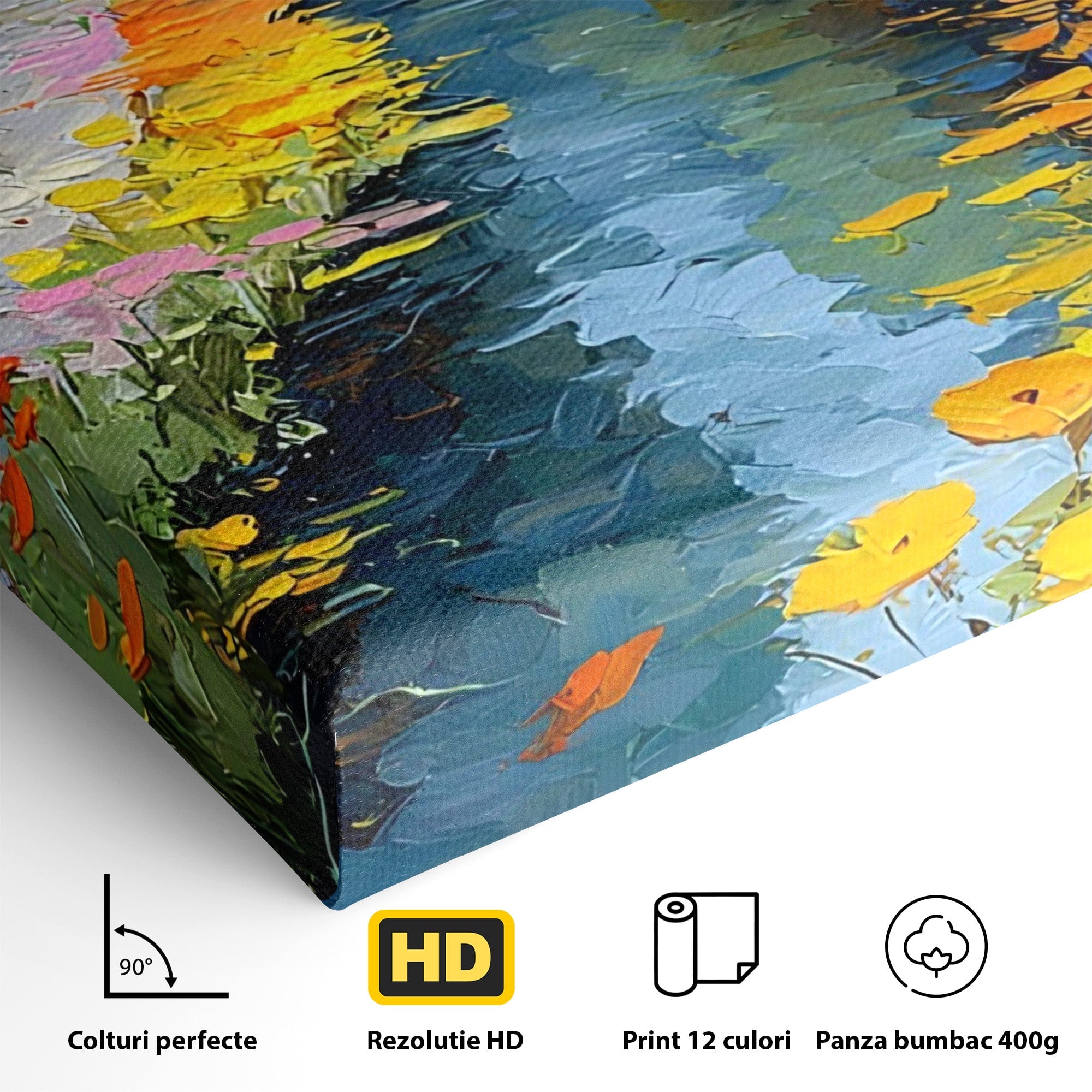 Tablou Canvas Premium LuxCanva® PI1163, Strada Colorata, Alee, Flori, Urban, Living, Peisaj, Culori Vibrante