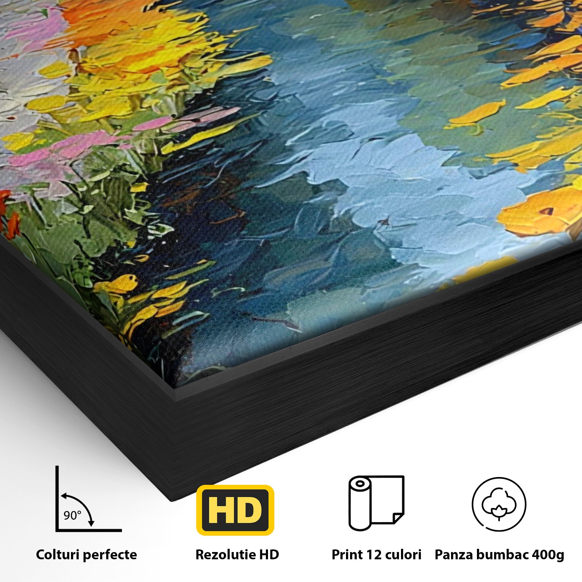 Tablou Canvas Premium LuxCanva® PI1163, Strada Colorata, Alee, Flori, Urban, Living, Peisaj, Culori Vibrante