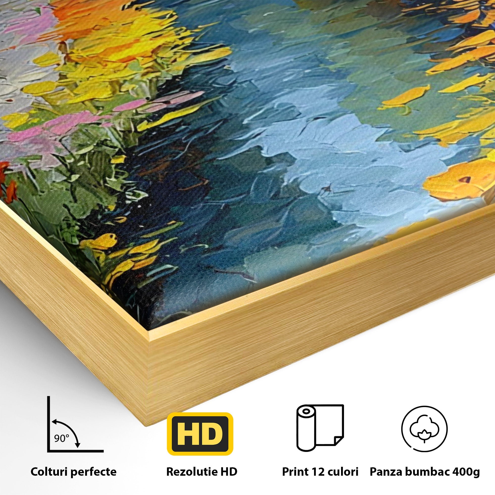 Tablou Canvas Premium LuxCanva® PI1163, Strada Colorata, Alee, Flori, Urban, Living, Peisaj, Culori Vibrante