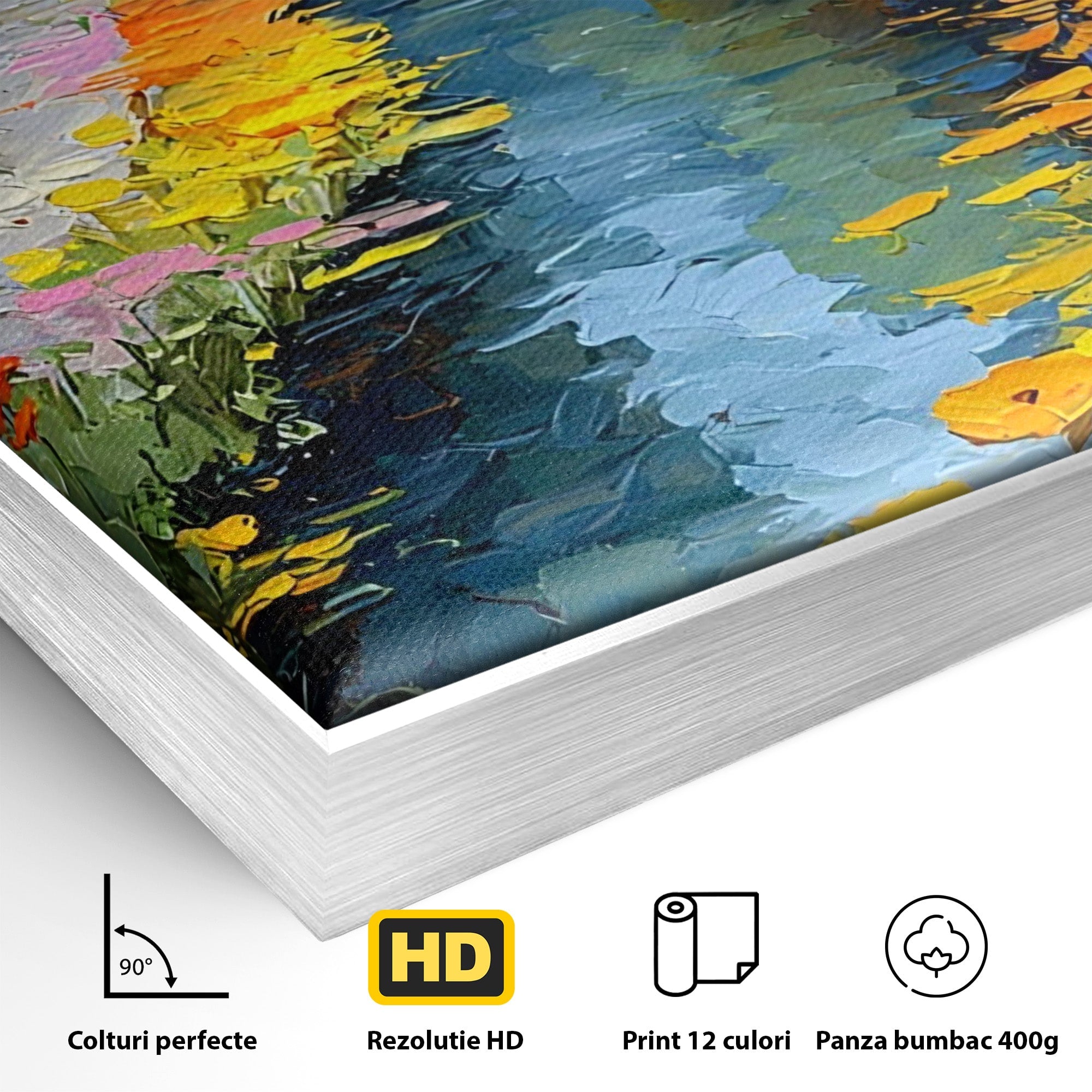 Tablou Canvas Premium LuxCanva® PI1163, Strada Colorata, Alee, Flori, Urban, Living, Peisaj, Culori Vibrante