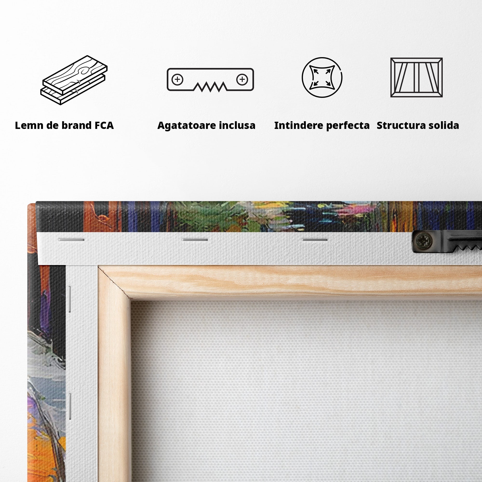 Tablou Canvas Premium LuxCanva® PI1163, Strada Colorata, Alee, Flori, Urban, Living, Peisaj, Culori Vibrante