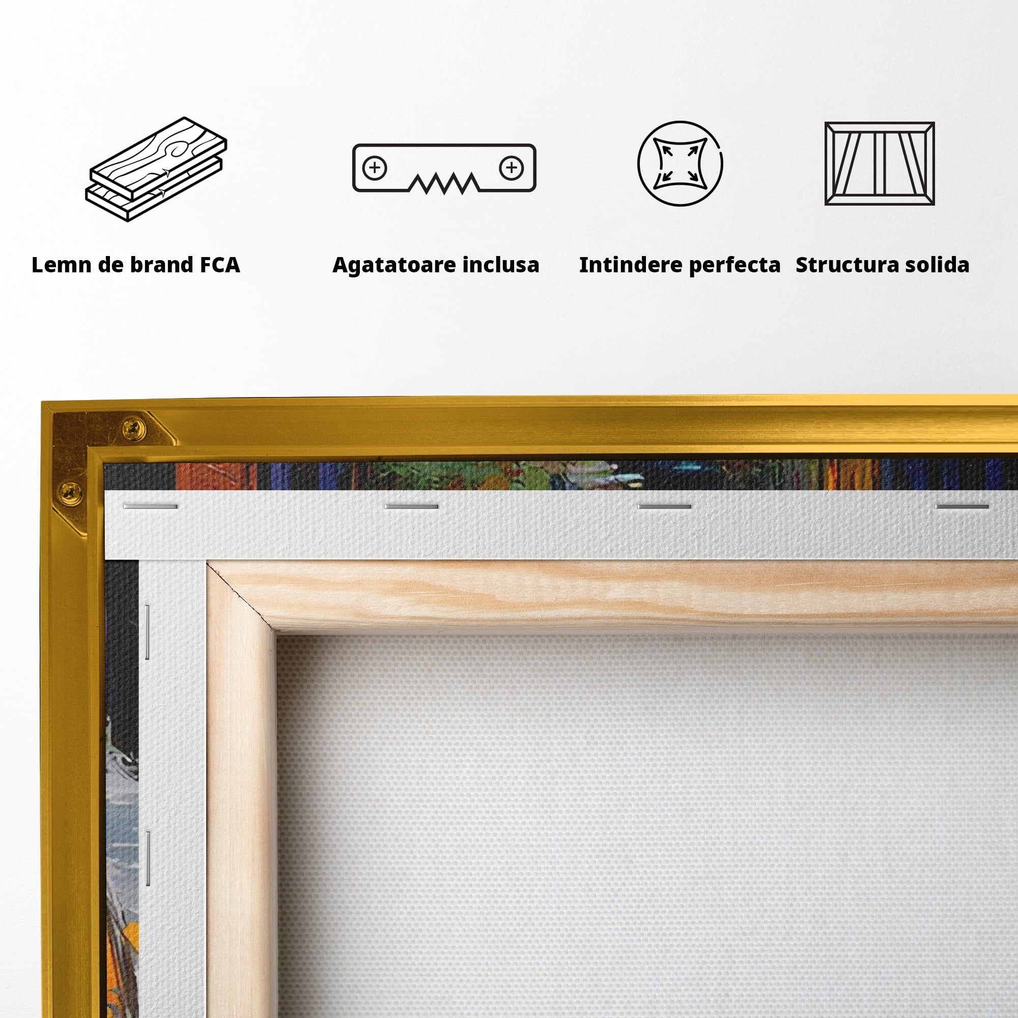 Tablou Canvas Premium LuxCanva® PI1163, Strada Colorata, Alee, Flori, Urban, Living, Peisaj, Culori Vibrante