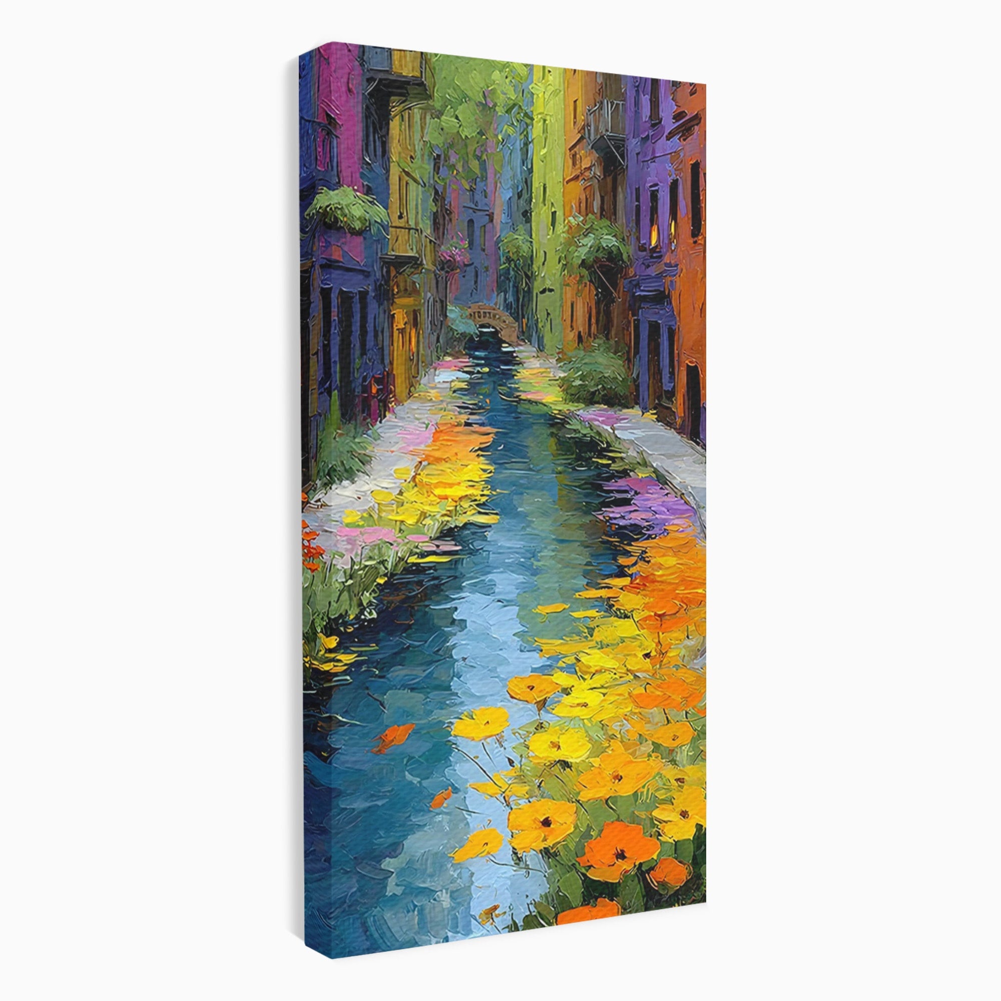 Tablou Canvas Premium LuxCanva® PI1163, Strada Colorata, Alee, Flori, Urban, Living, Peisaj, Culori Vibrante