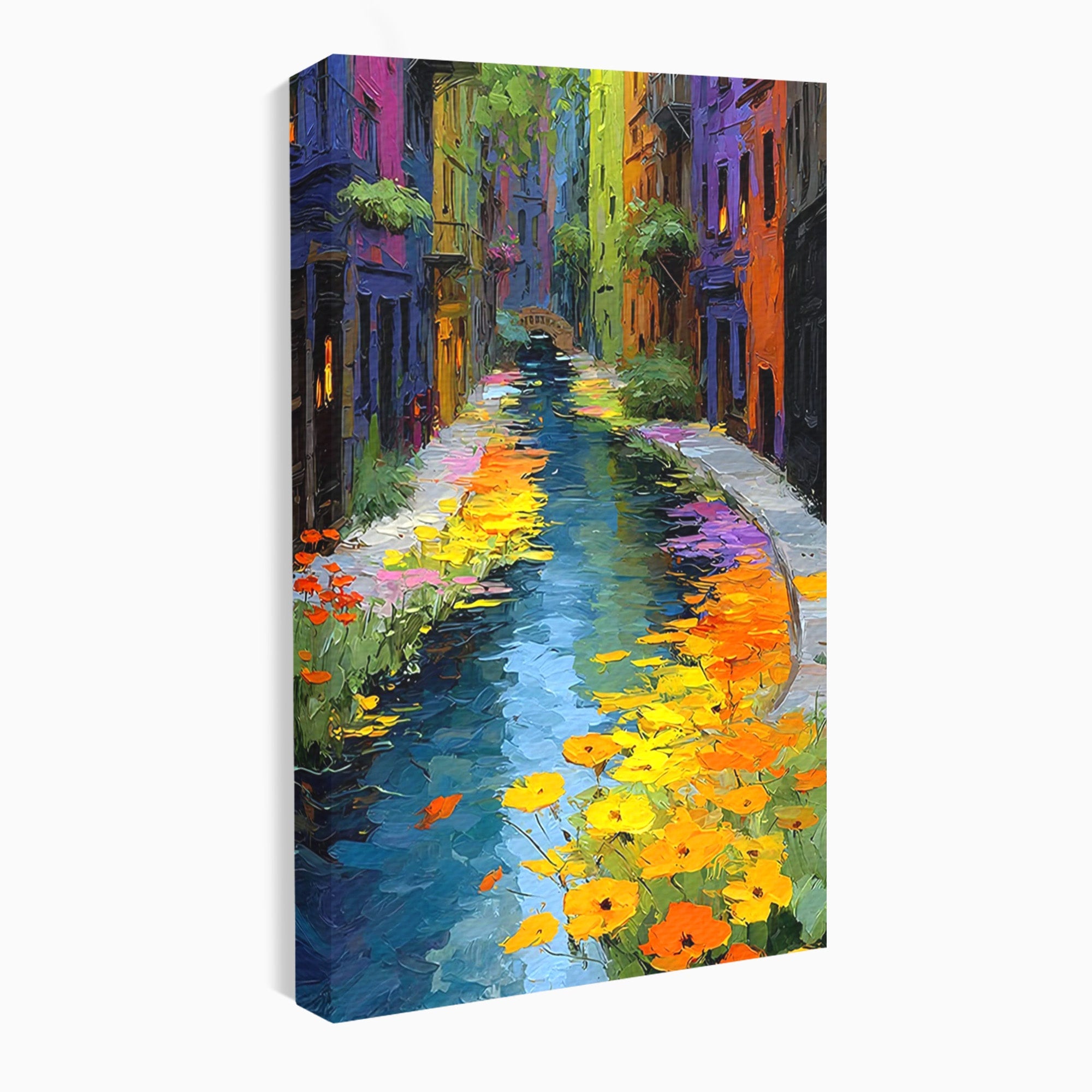 Tablou Canvas Premium LuxCanva® PI1163, Strada Colorata, Alee, Flori, Urban, Living, Peisaj, Culori Vibrante