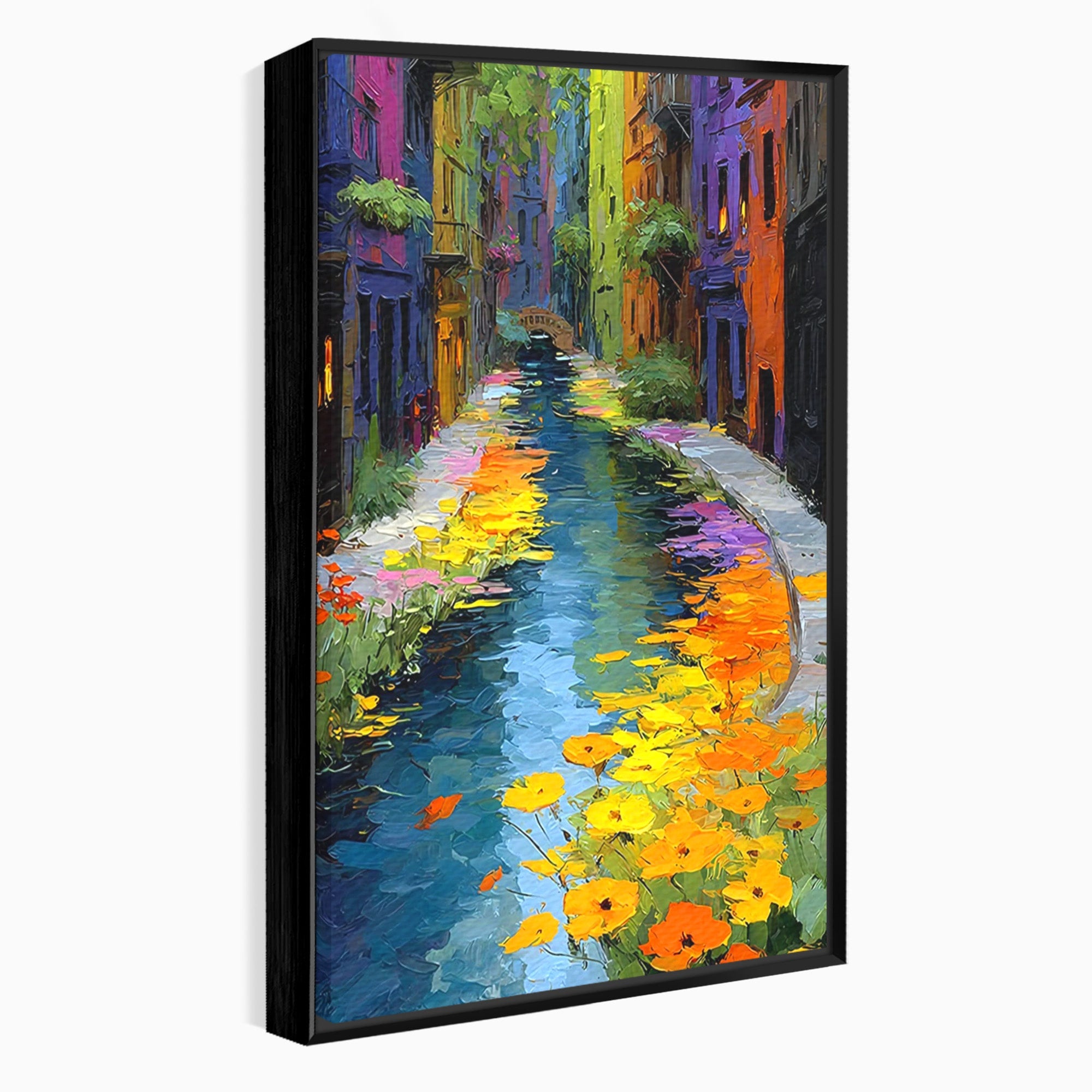 Tablou Canvas Premium LuxCanva® PI1163, Strada Colorata, Alee, Flori, Urban, Living, Peisaj, Culori Vibrante