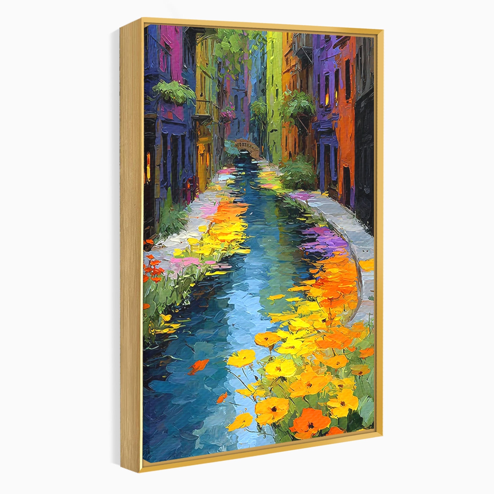 Tablou Canvas Premium LuxCanva® PI1163, Strada Colorata, Alee, Flori, Urban, Living, Peisaj, Culori Vibrante