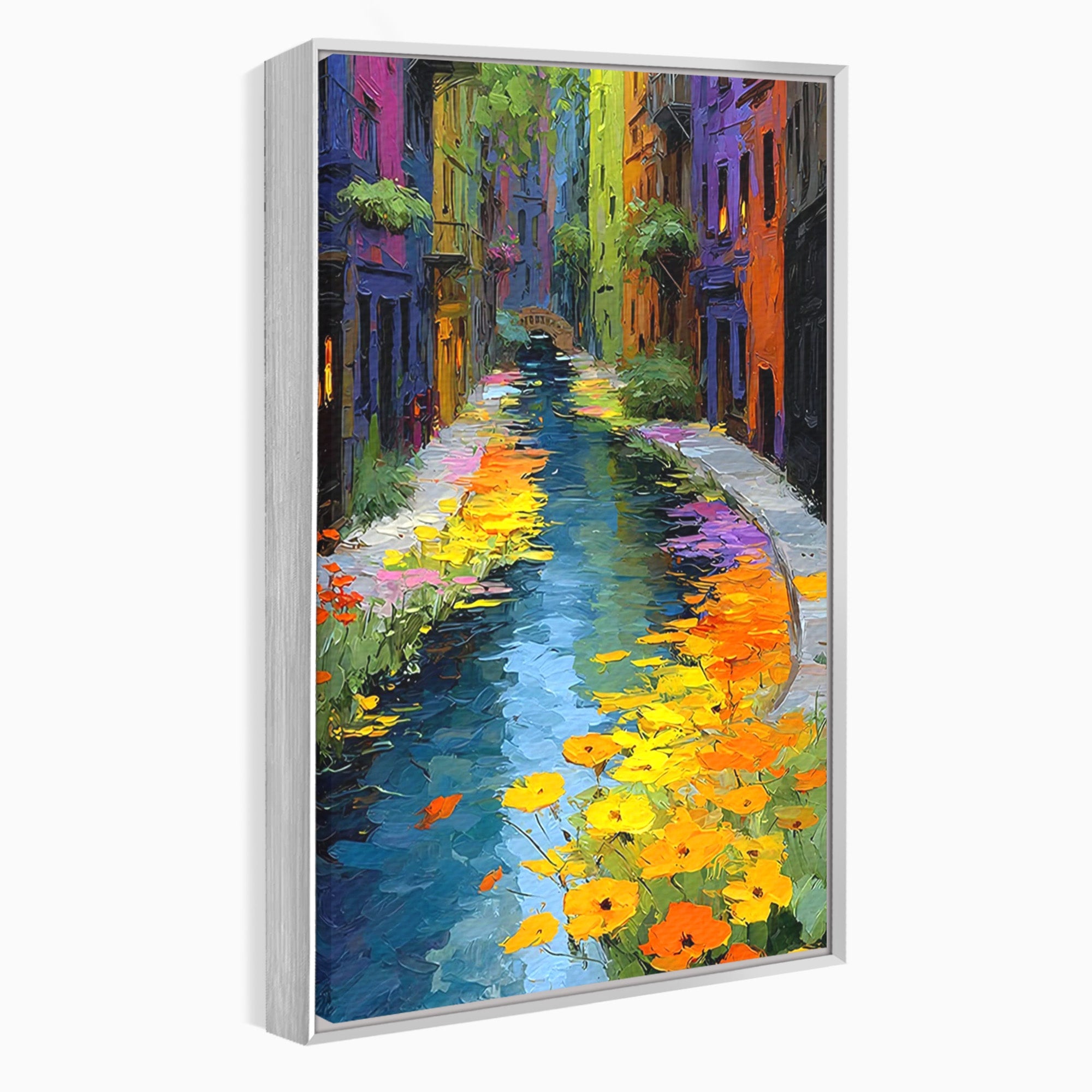 Tablou Canvas Premium LuxCanva® PI1163, Strada Colorata, Alee, Flori, Urban, Living, Peisaj, Culori Vibrante
